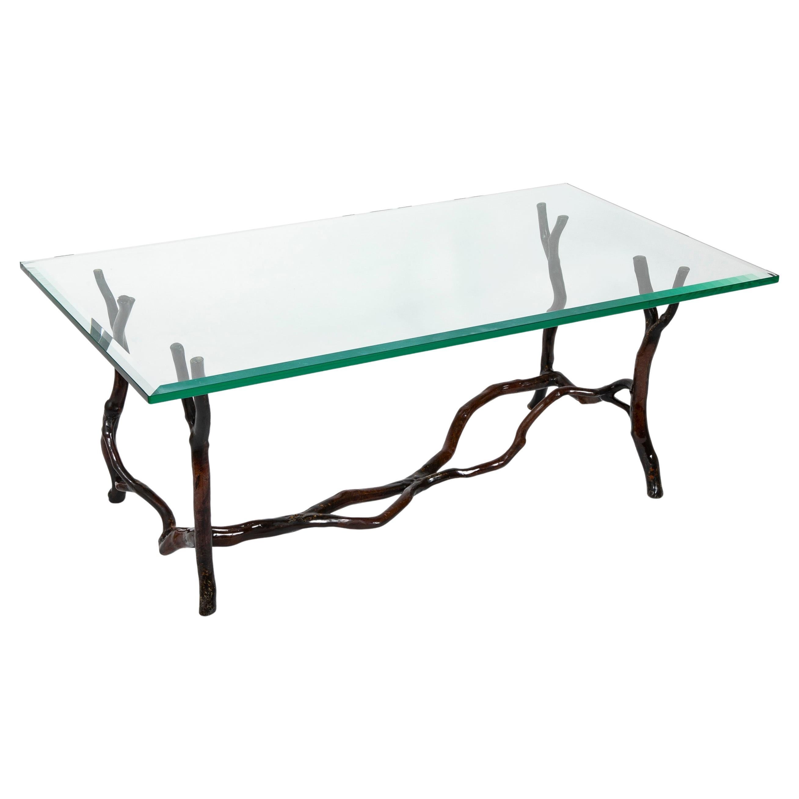 Bronze Frame Coffee Table Attributed to Carl Gillberg For Sale