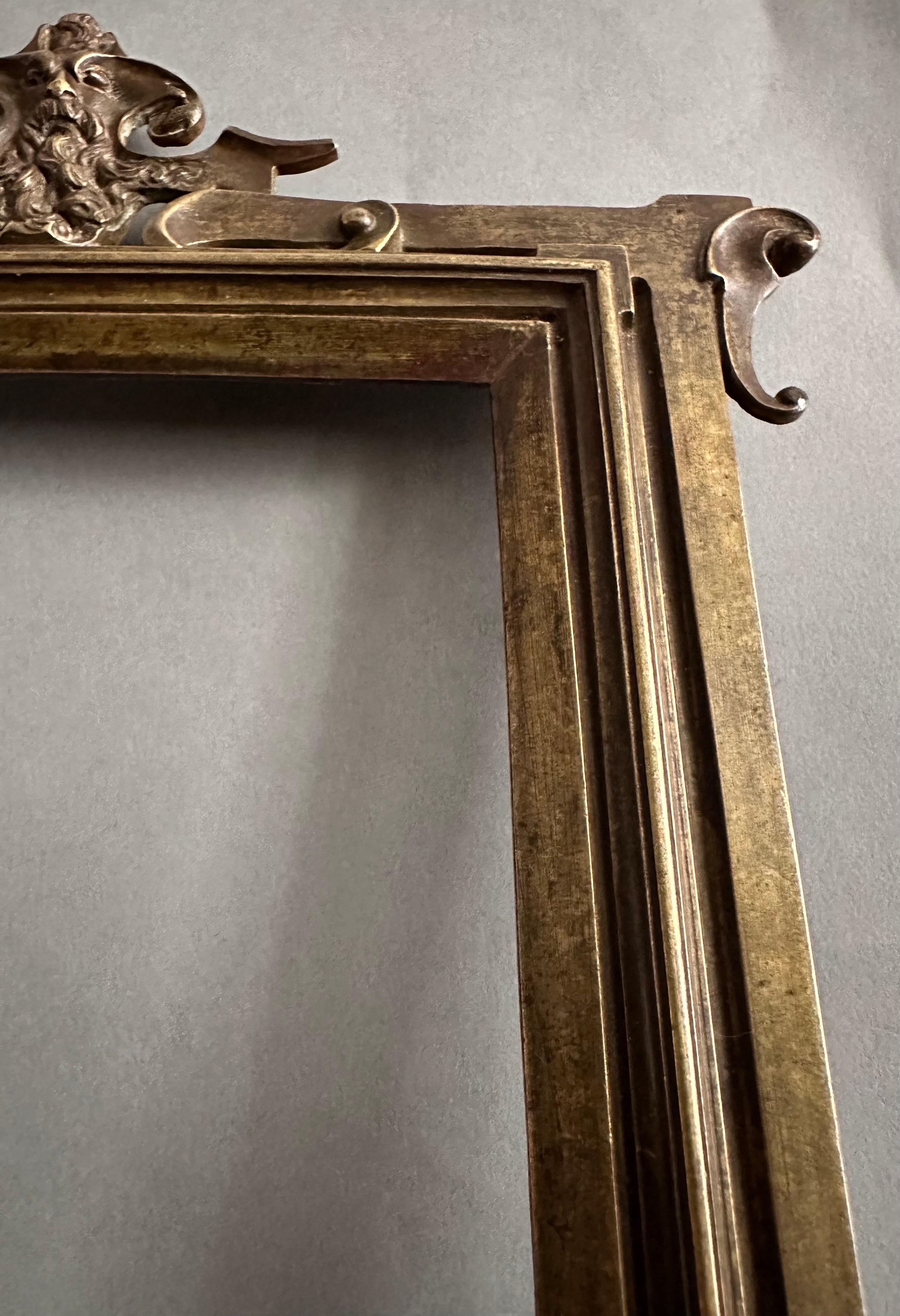 Bronze Frame Late 19th “Art Nouveau” Period Pediment Figure of Silenus  For Sale 4