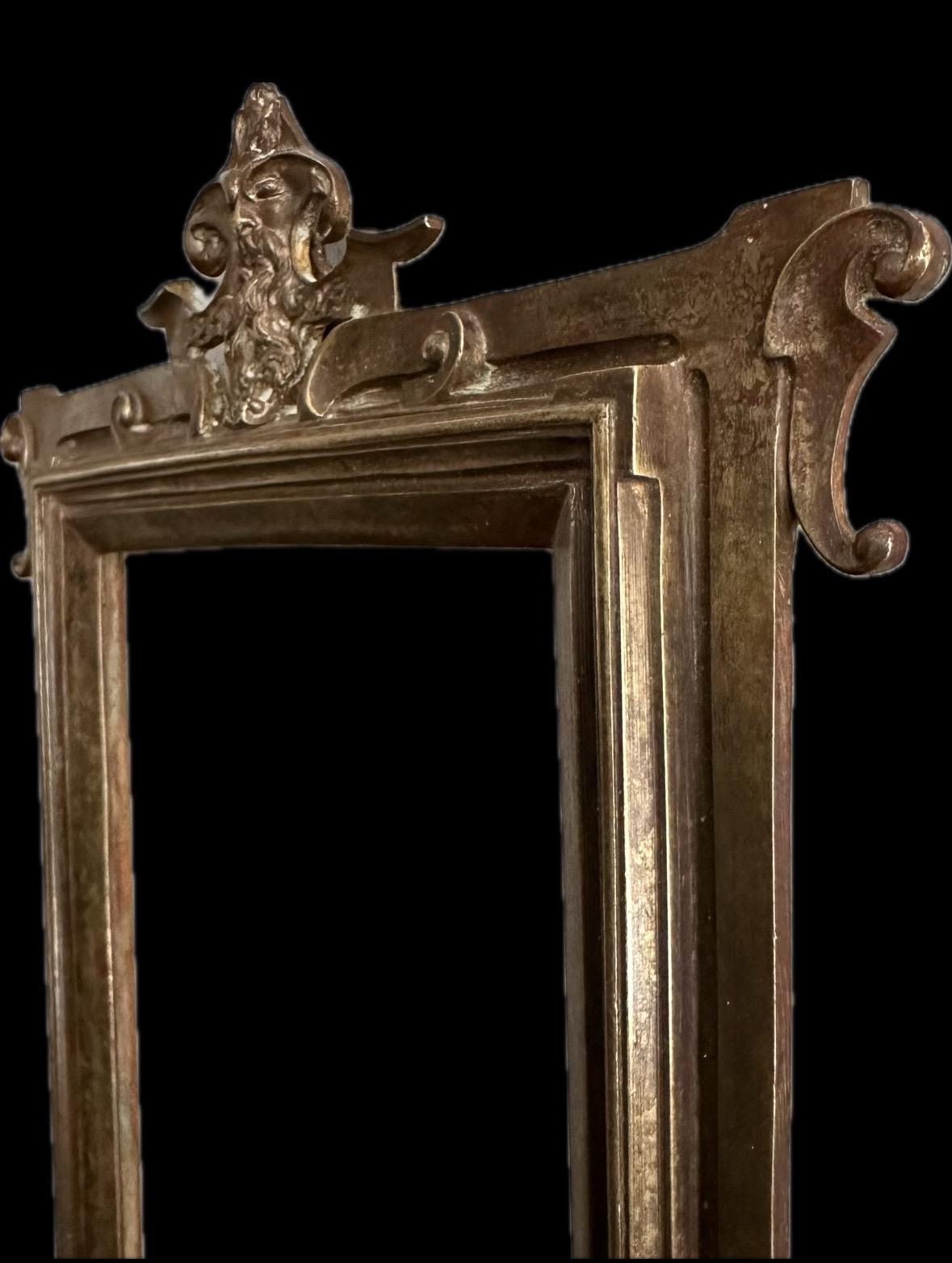 Bronze Frame Late 19th “Art Nouveau” Period Pediment Figure of Silenus  For Sale 5