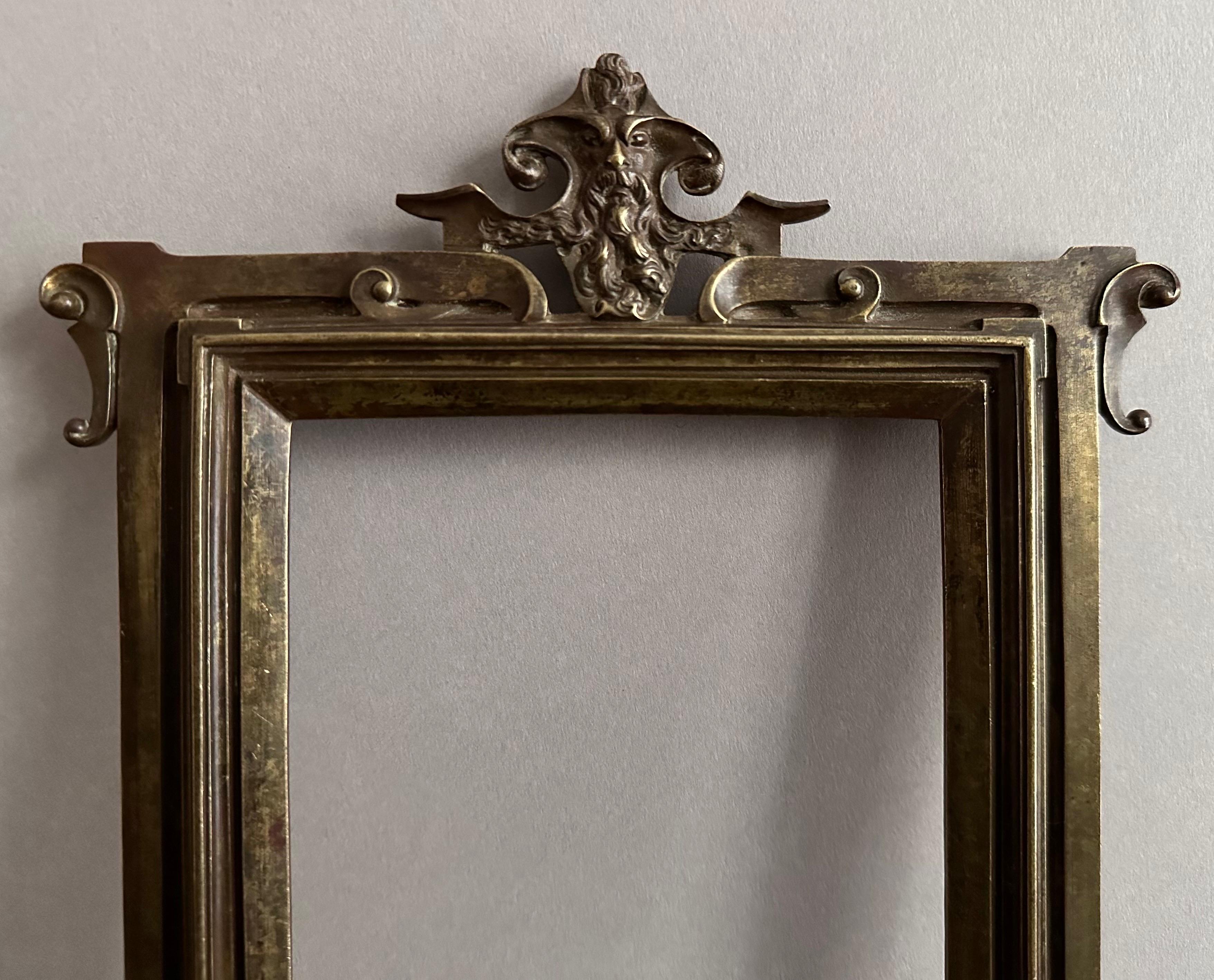 Bronze Frame Late 19th “Art Nouveau” Period Pediment Figure of Silenus  For Sale 7