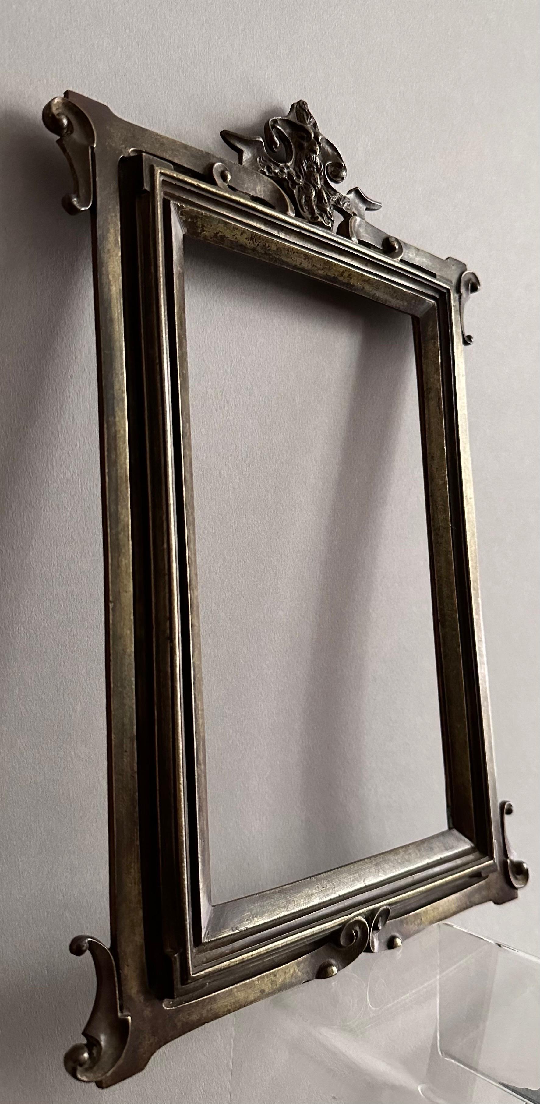 Bronze Frame Late 19th “Art Nouveau” Period Pediment Figure of Silenus  For Sale 8