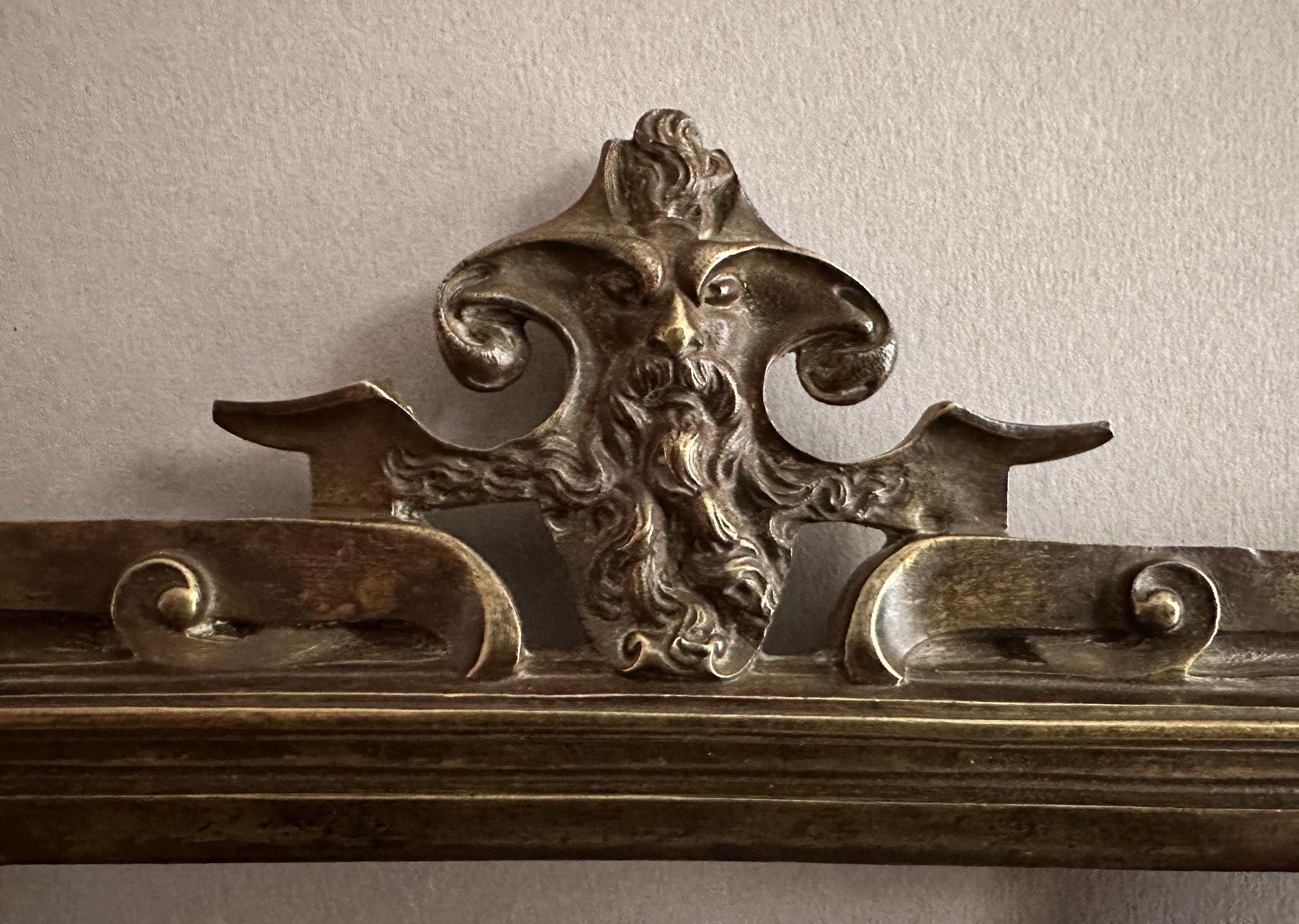 Bronze Frame Late 19th “Art Nouveau” Period Pediment Figure of Silenus  For Sale 9