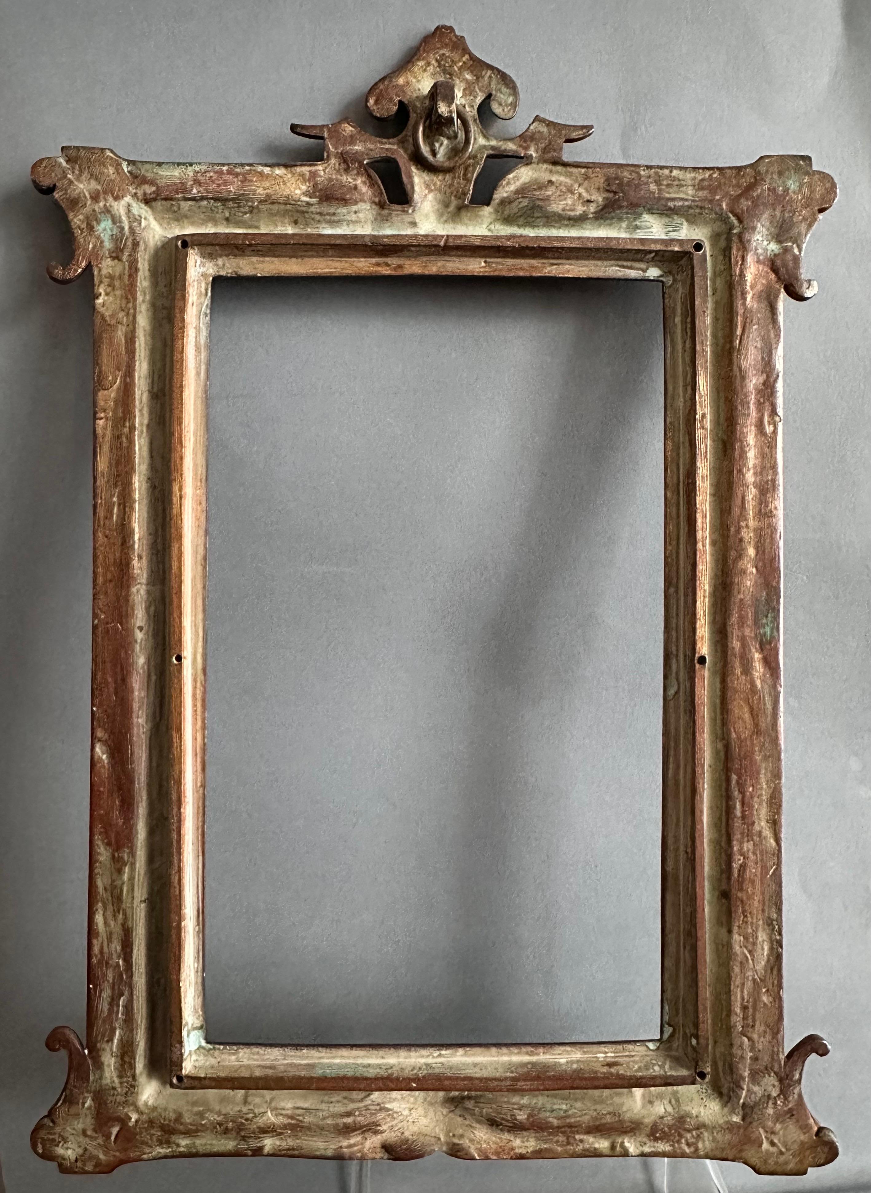 Bronze Frame Late 19th “Art Nouveau” Period Pediment Figure of Silenus For Sale 11