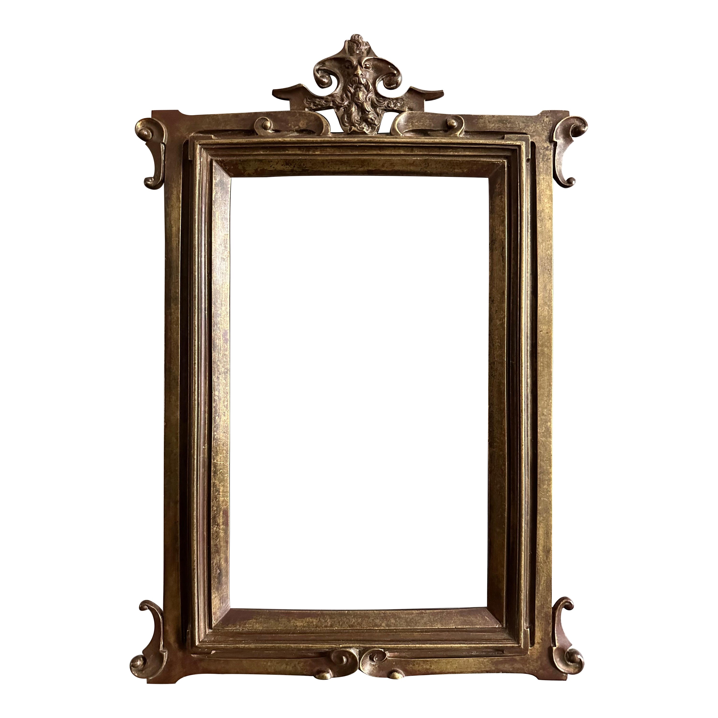 Bronzerahmen im Jugendstil des späten 19. Jahrhunderts Zinnfigur von Silenus in Bronzerahmen im Angebot