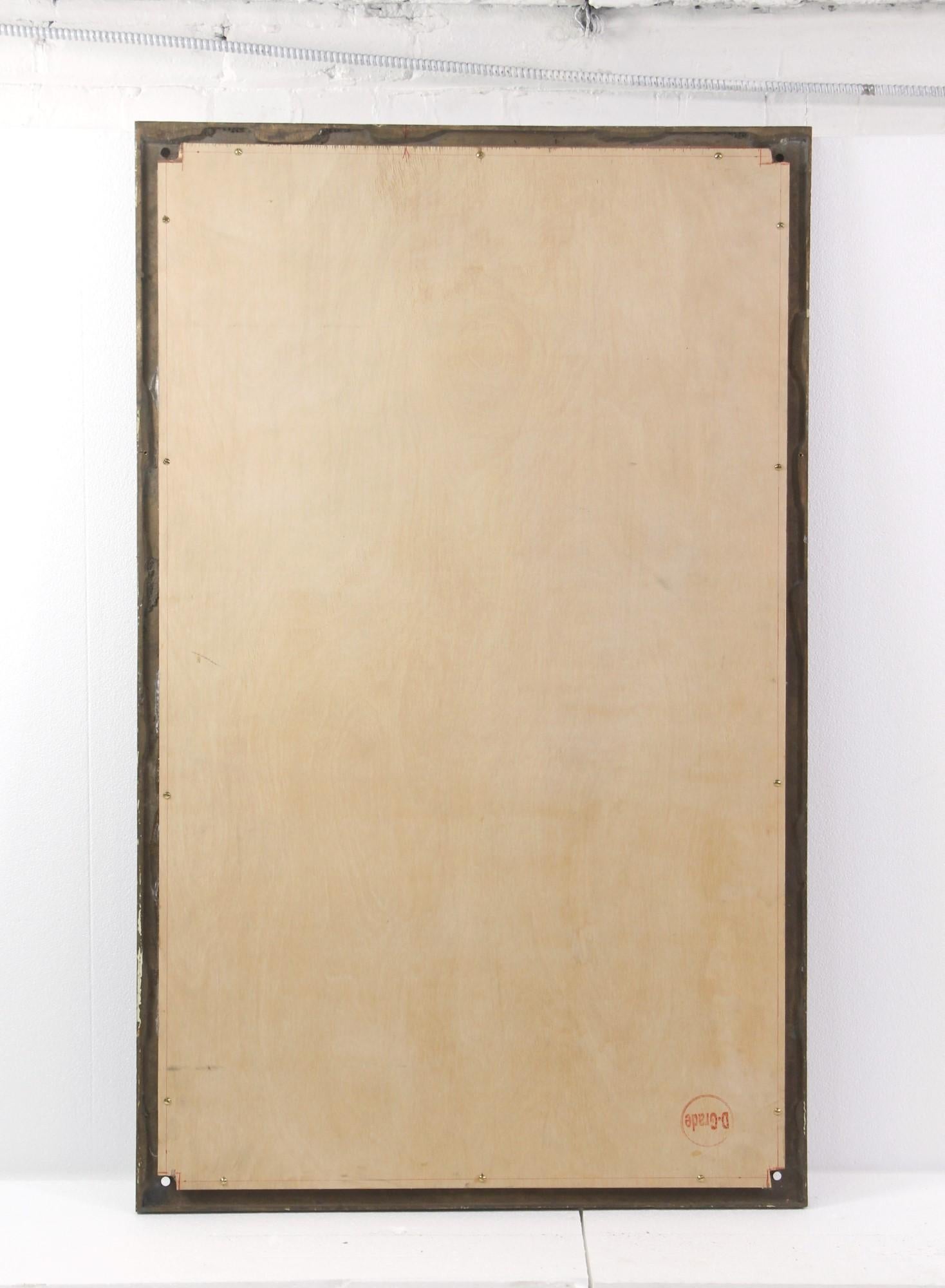 American Bronze Framed Distressed Mirror Foliage Pattern  4 ft Tall For Sale