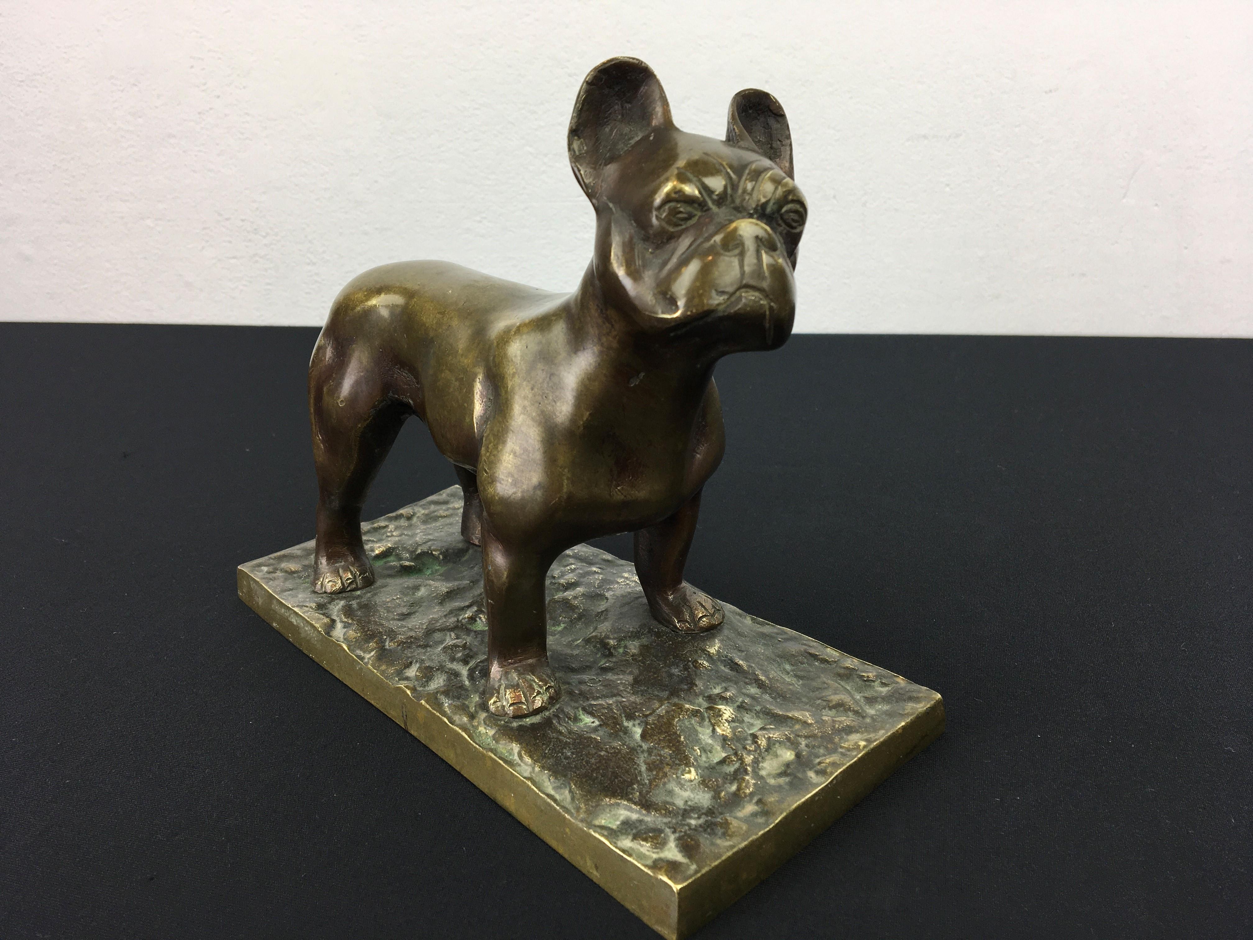 European Bronze French Bulldog Sculpture