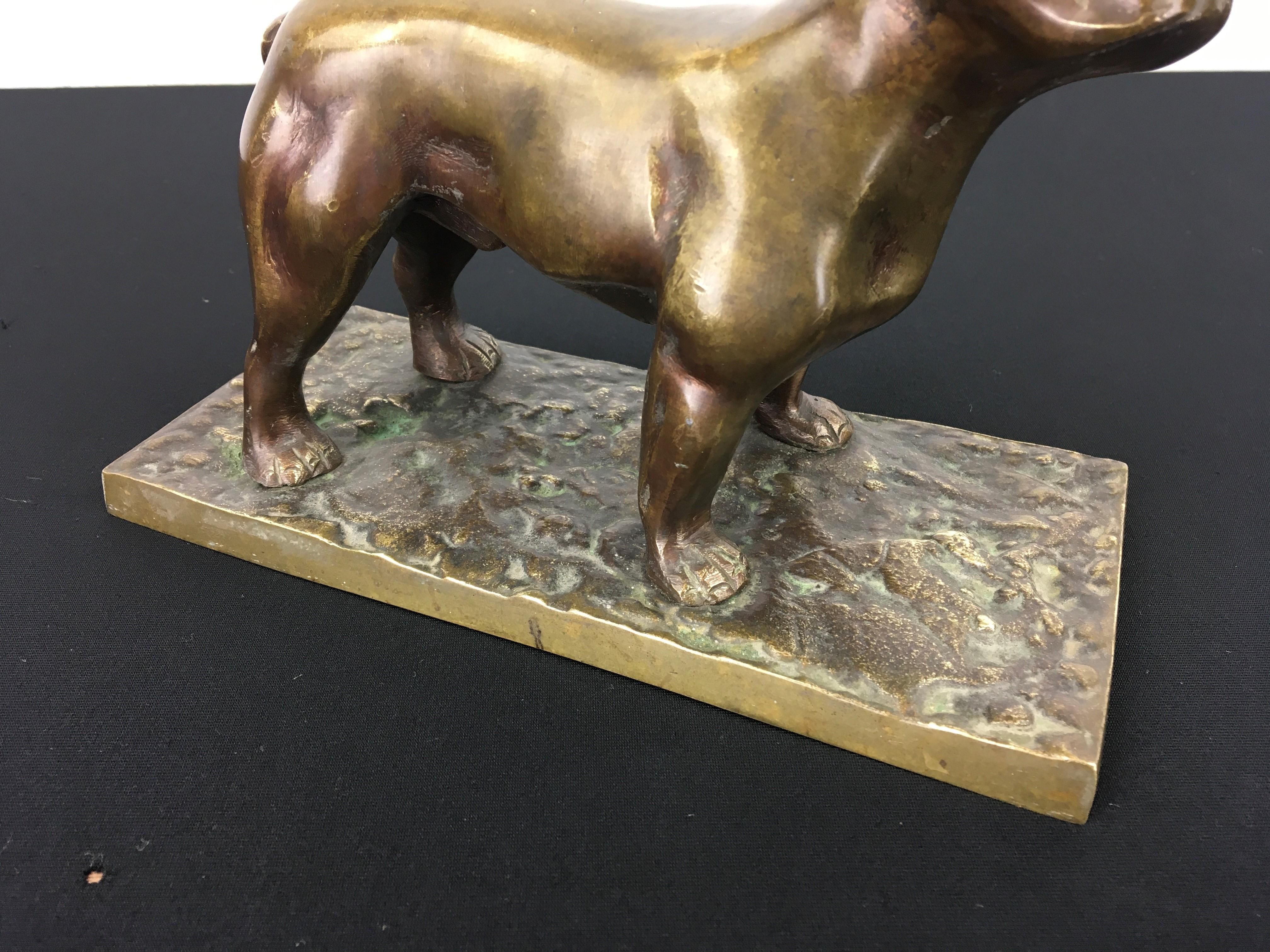 Bronze French Bulldog Sculpture In Good Condition In Retie, BE