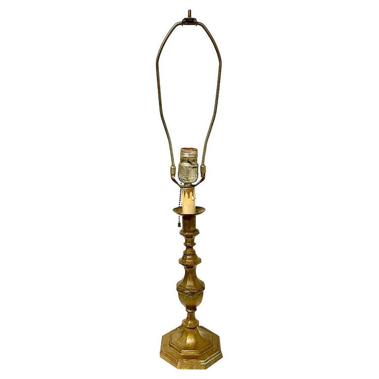 Bronze French Candlestick Table Lamp For Sale at 1stDibs