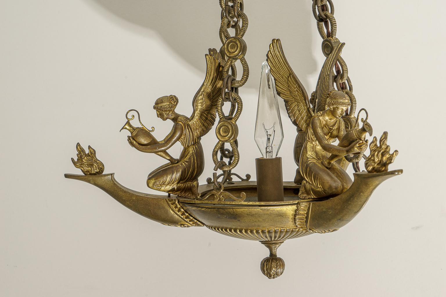 Bronzo Lampadario Impero francese in bronzo in vendita