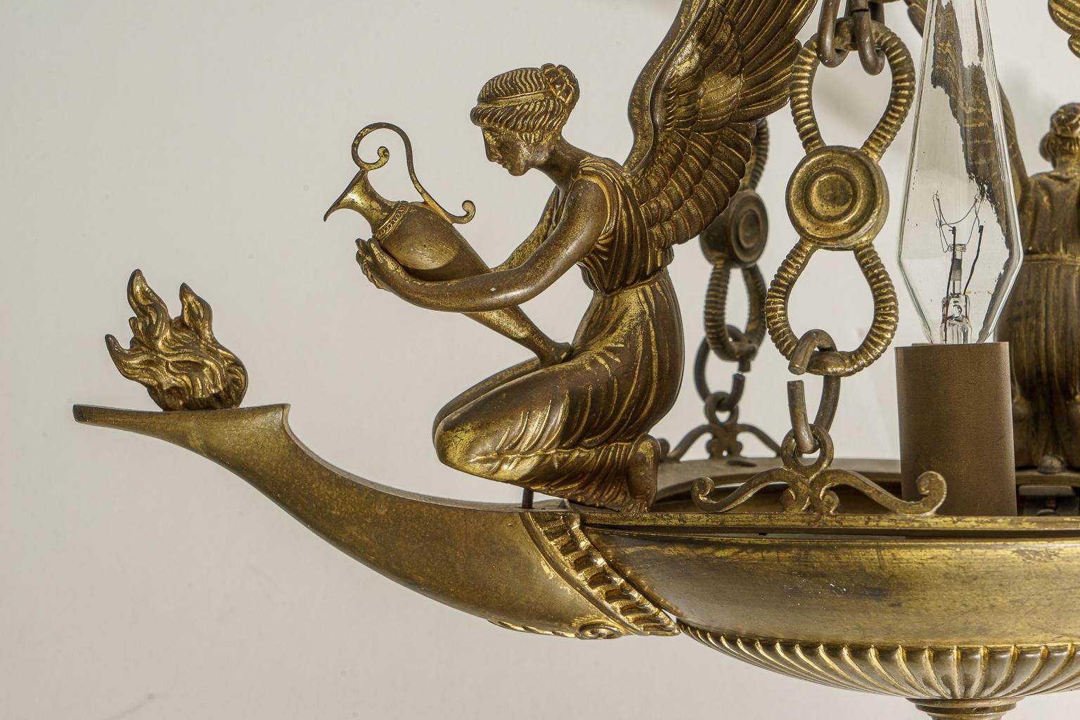 Lampadario Impero francese in bronzo in vendita 1