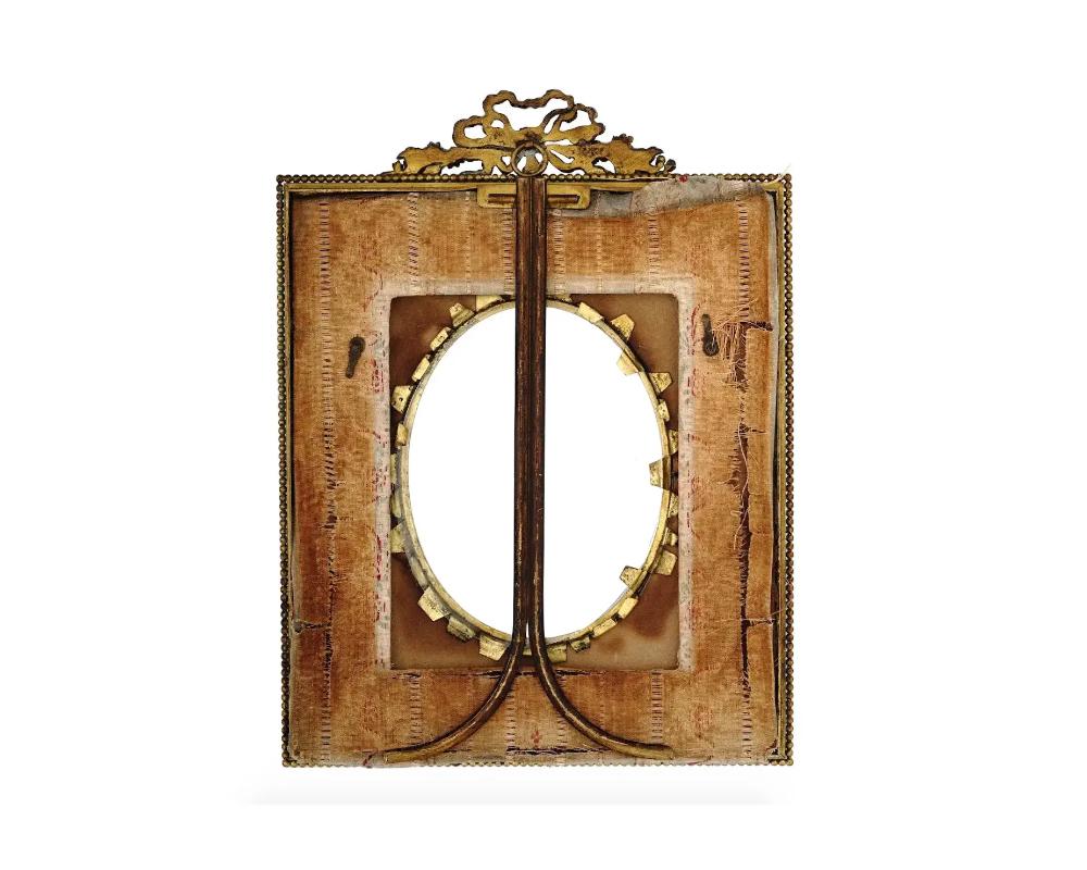 Bronze French Frame Enamel Red With Rhinestones In Good Condition In New York, NY