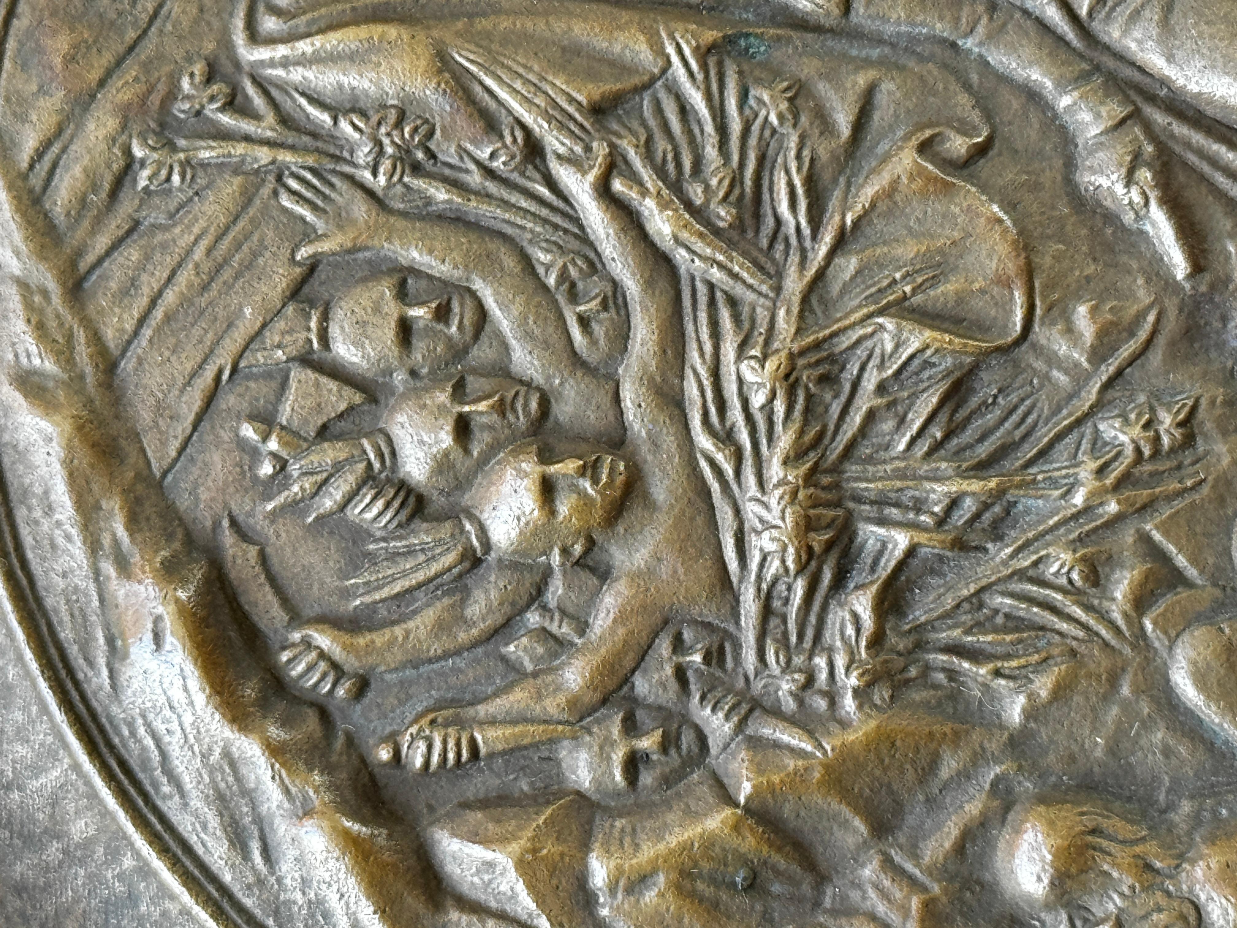 19th Century Bronze French Relief Plaque American Indian War Attack For Sale