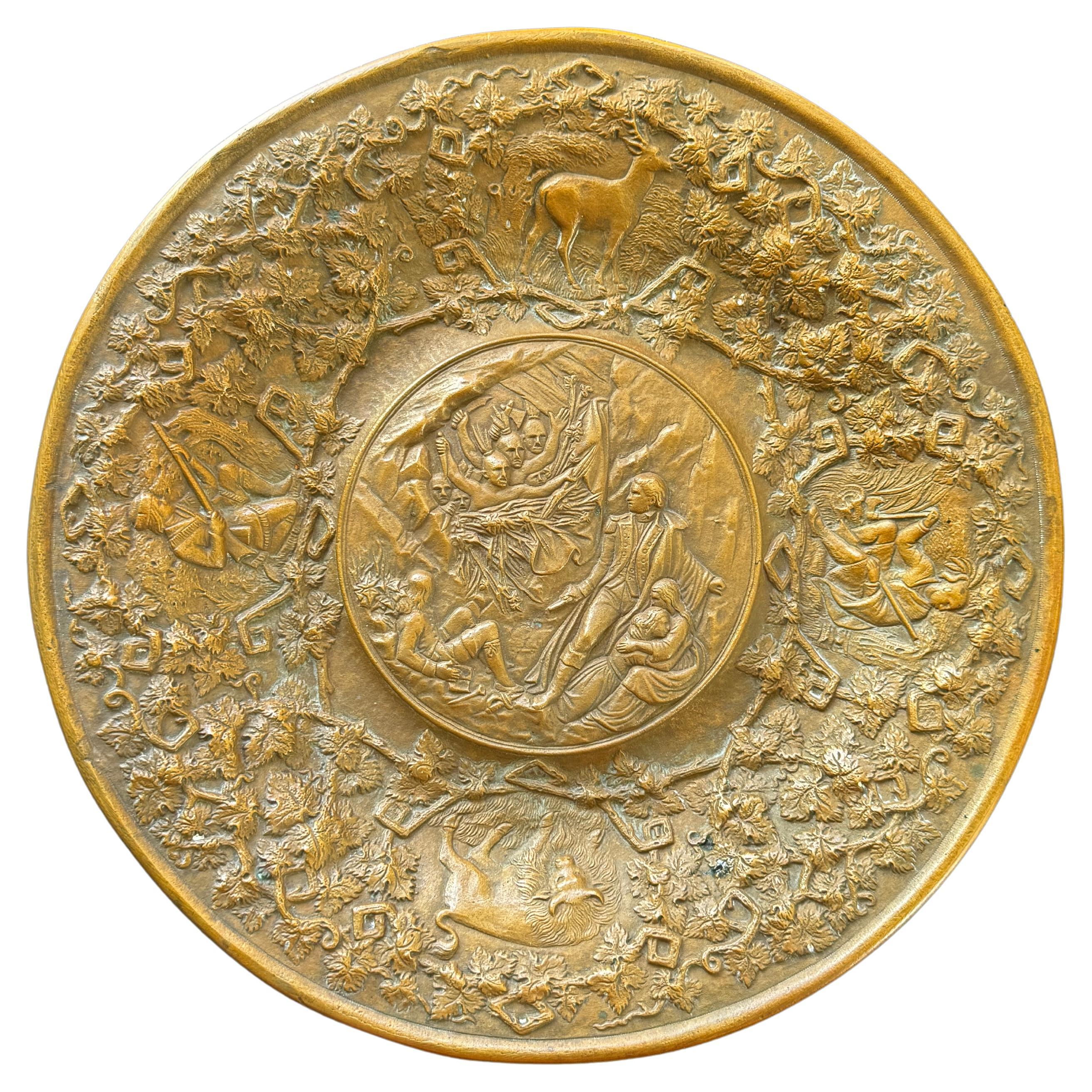Bronze French Relief Plaque American Indian War Attack