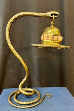 Bronze French “Snake” Table Lamp