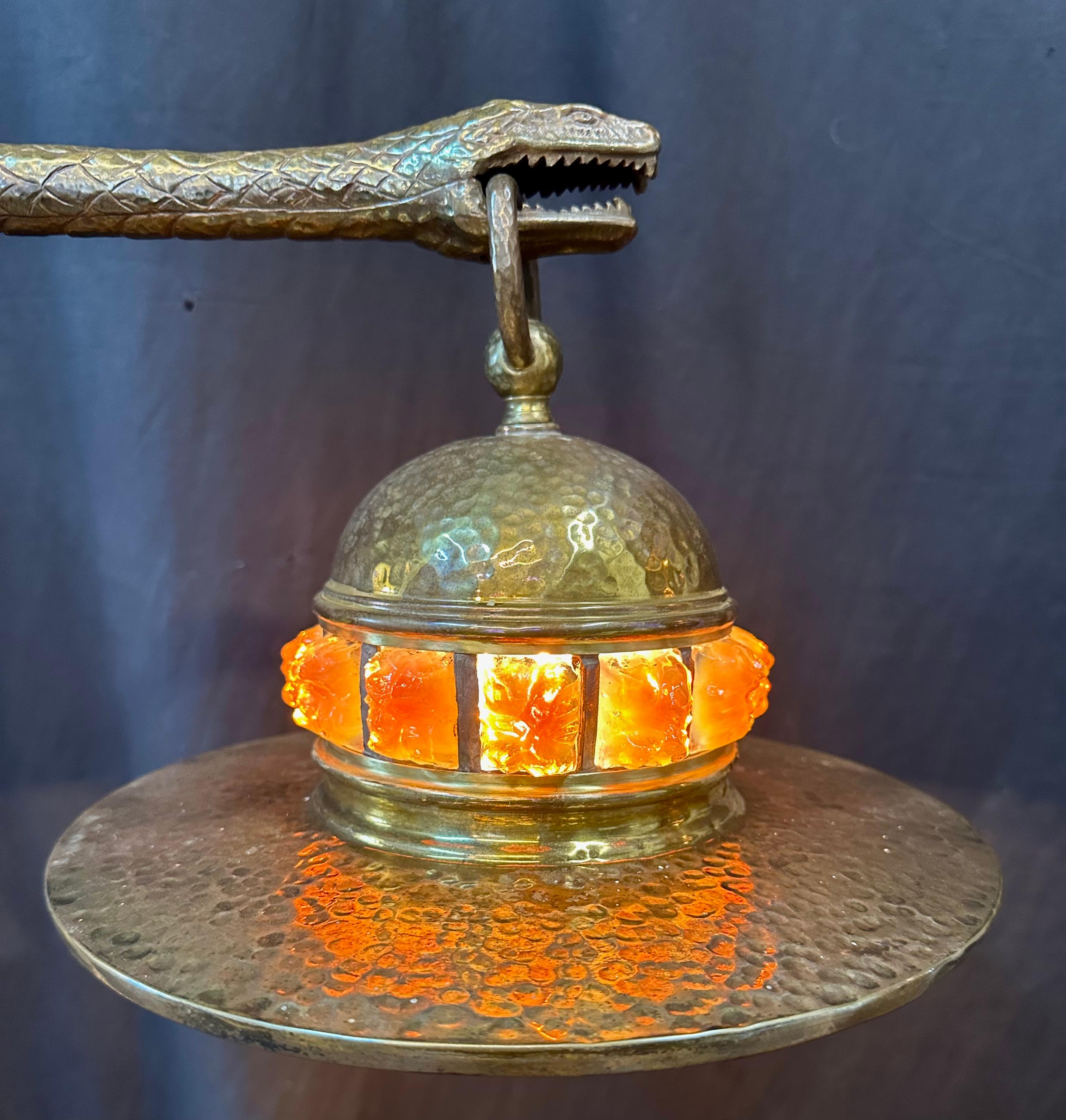 Bronze French “Snake” Table Lamp For Sale 1