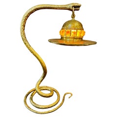 Antique Bronze French “Snake” Table Lamp