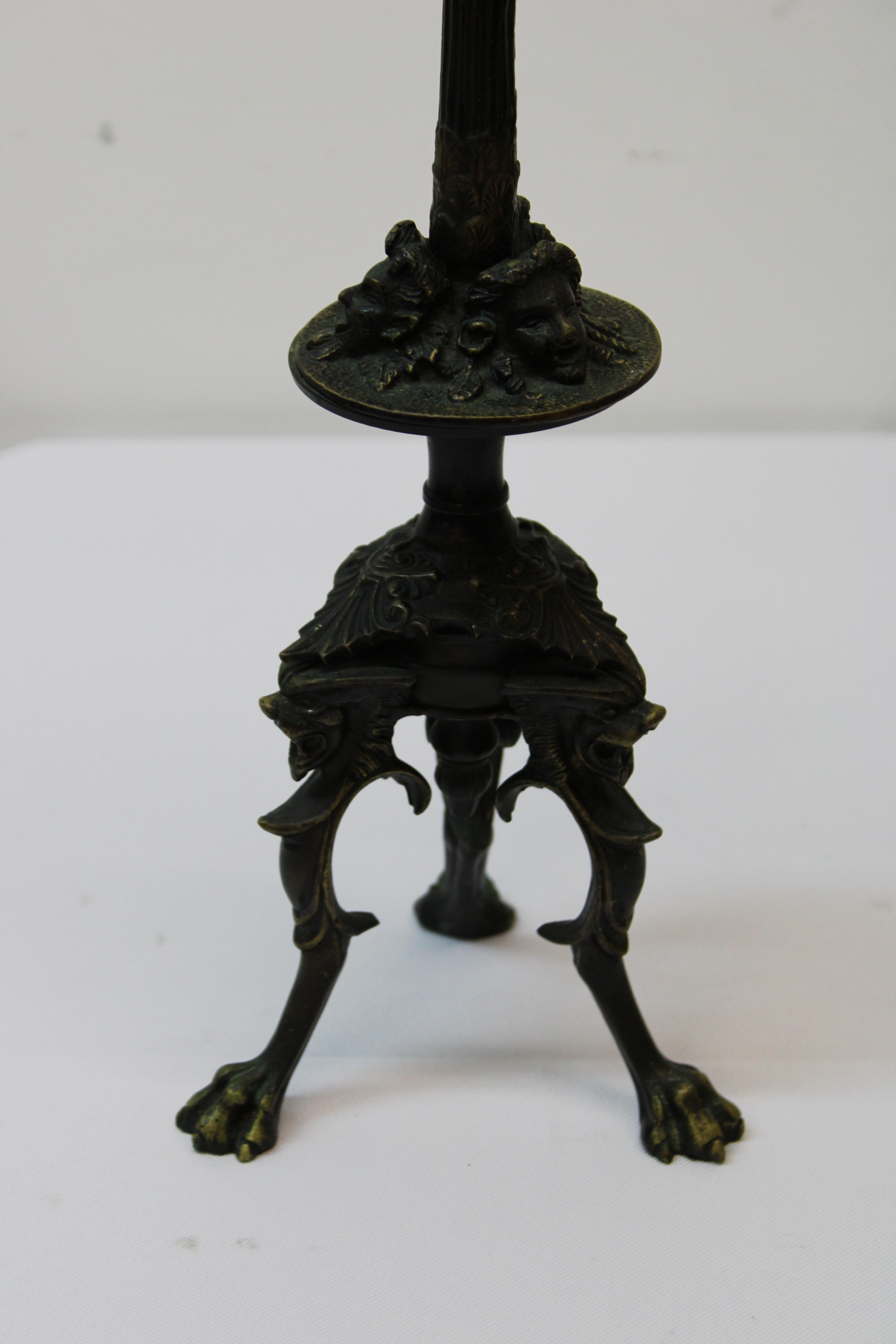 Bronze French Style 3 Branch Candelabra In Good Condition For Sale In San Francisco, CA