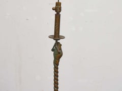 Bronze Frog Floor Lamp with Twisted Stem and Octagonal Base, circa 1930–1940