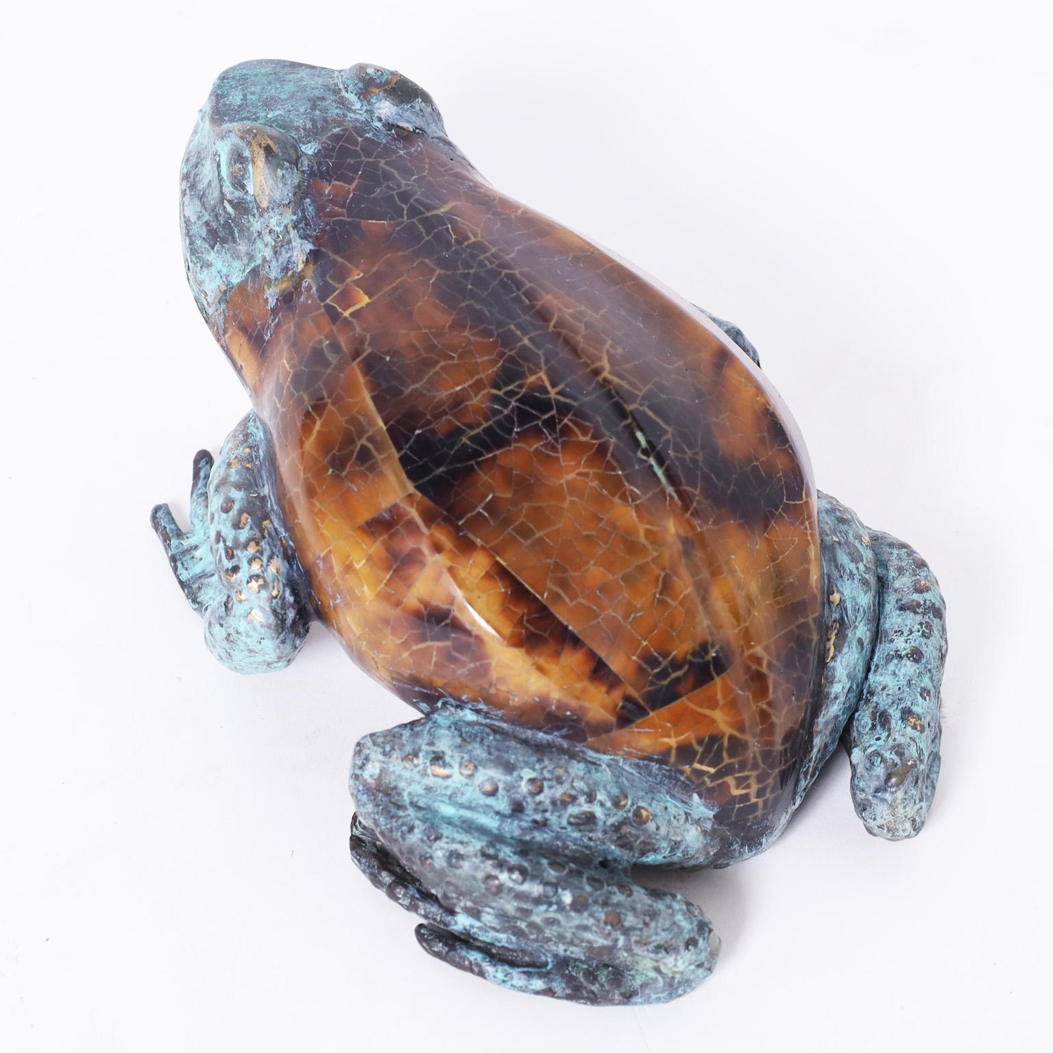 Hand-Crafted Bronze Frog