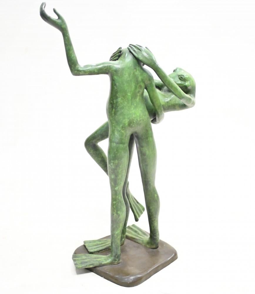 Bronze Frog Statue Salsa Toad Dancer Dance In Good Condition For Sale In Potters Bar, GB