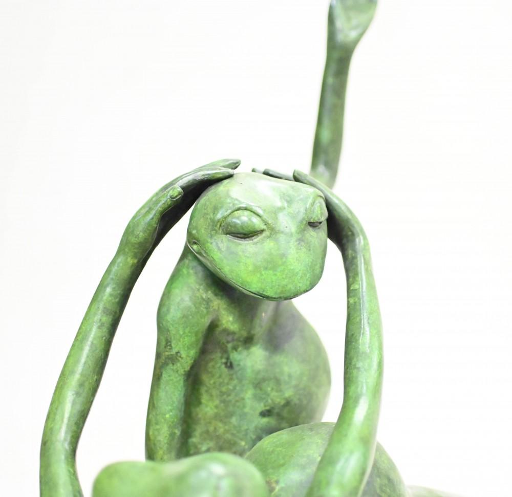 Late 20th Century Bronze Frog Statue Salsa Toad Dancer Dance For Sale