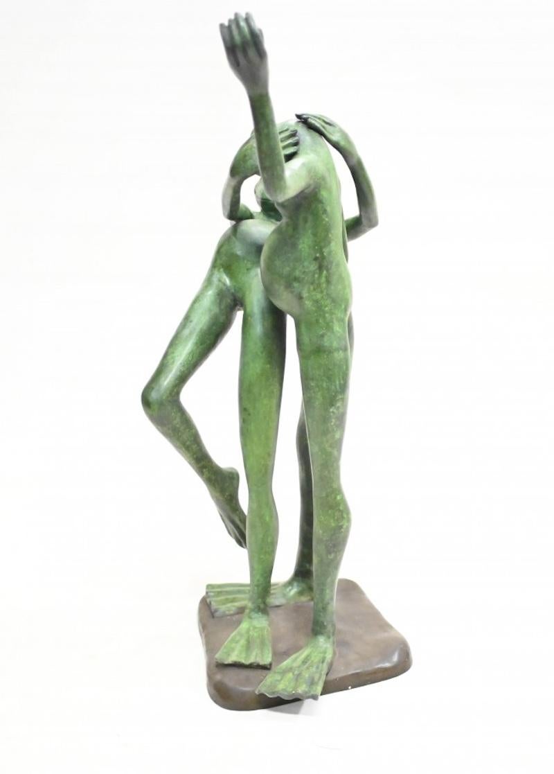 Bronze Frog Statue Salsa Toad Dancer Dance For Sale 1