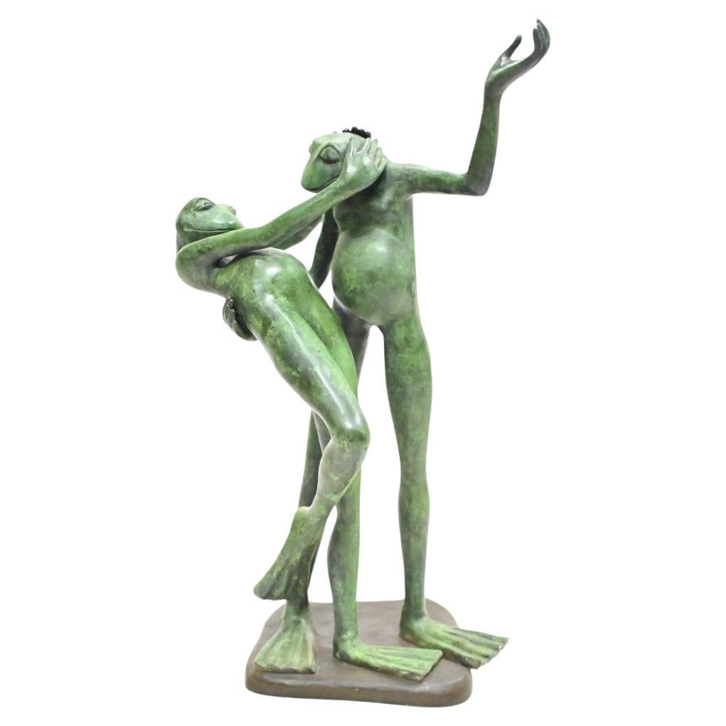 Bronze Frog Statue Salsa Toad Dancer Dance For Sale