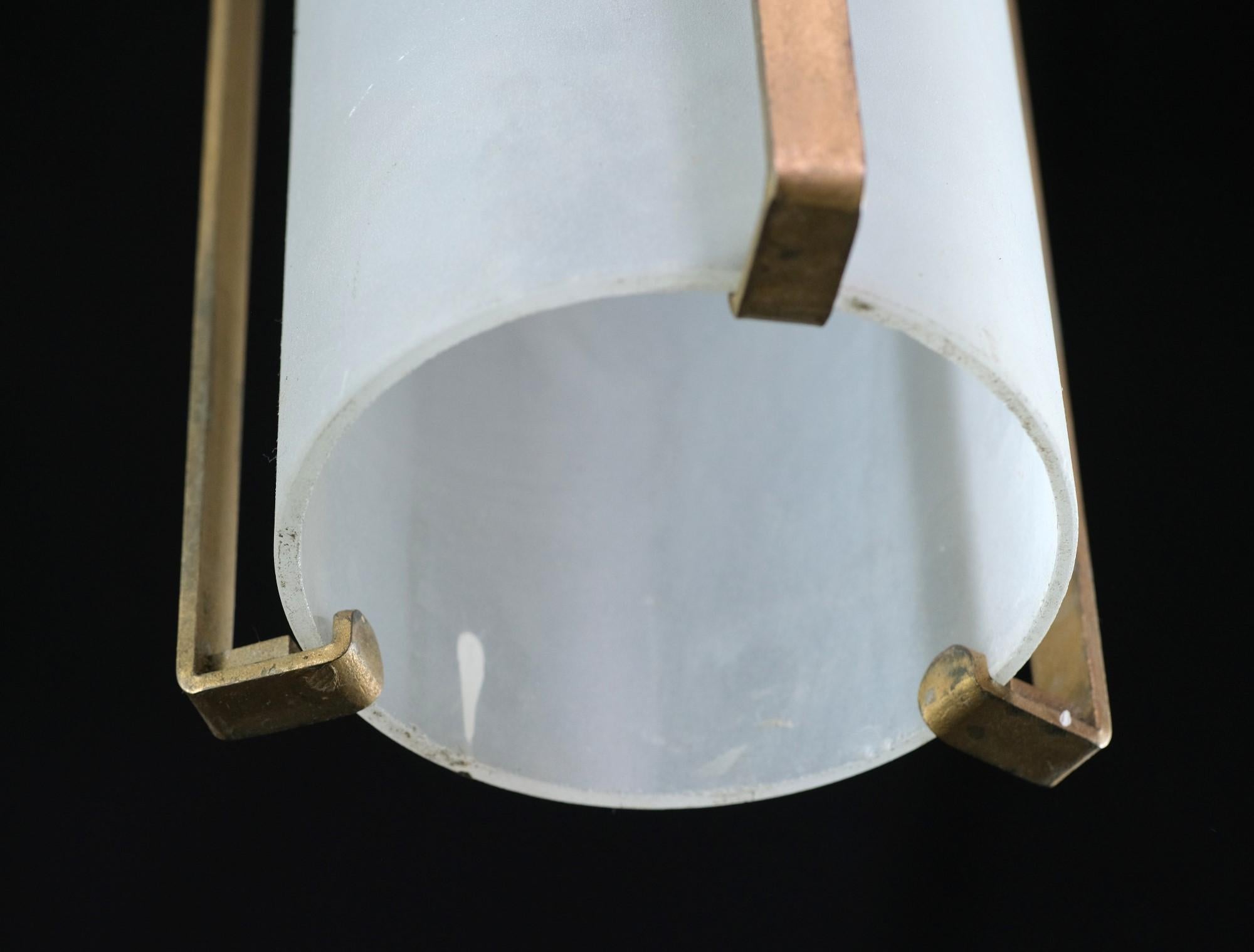 Bronze Frosted Glass Pendant Lantern Star Qty Available In Good Condition In New York, NY