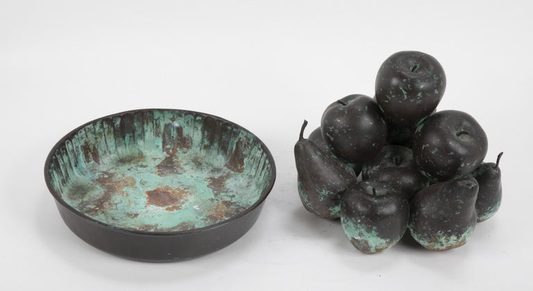 Bronze Fruit Bowl Centerpiece Signed Rhonda Roland Shearer, 1984 For
