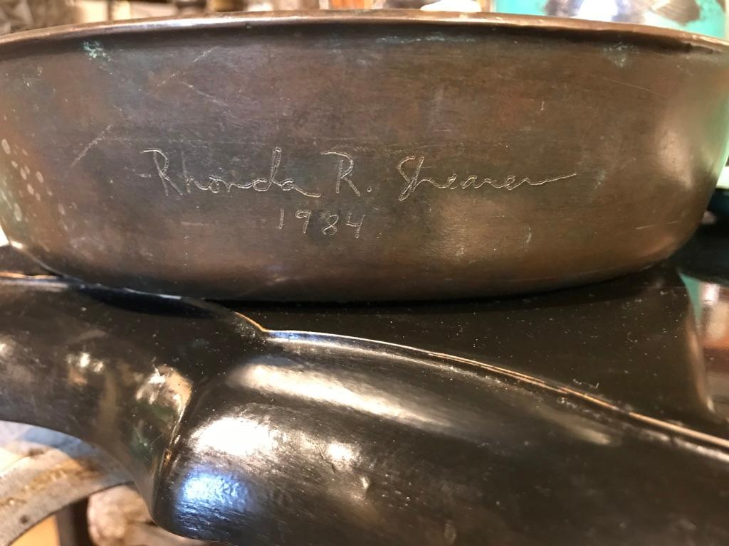 20th Century Bronze Fruit Bowl Centerpiece Signed Rhonda Roland Shearer, 1984