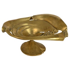 Bronze Fruit Bowl Organic Decorated with Grapes
