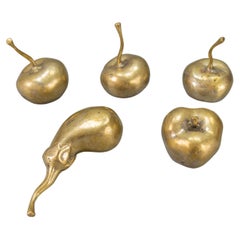 Bronze Fruit Sculptures, Set of Five, France, 1970s