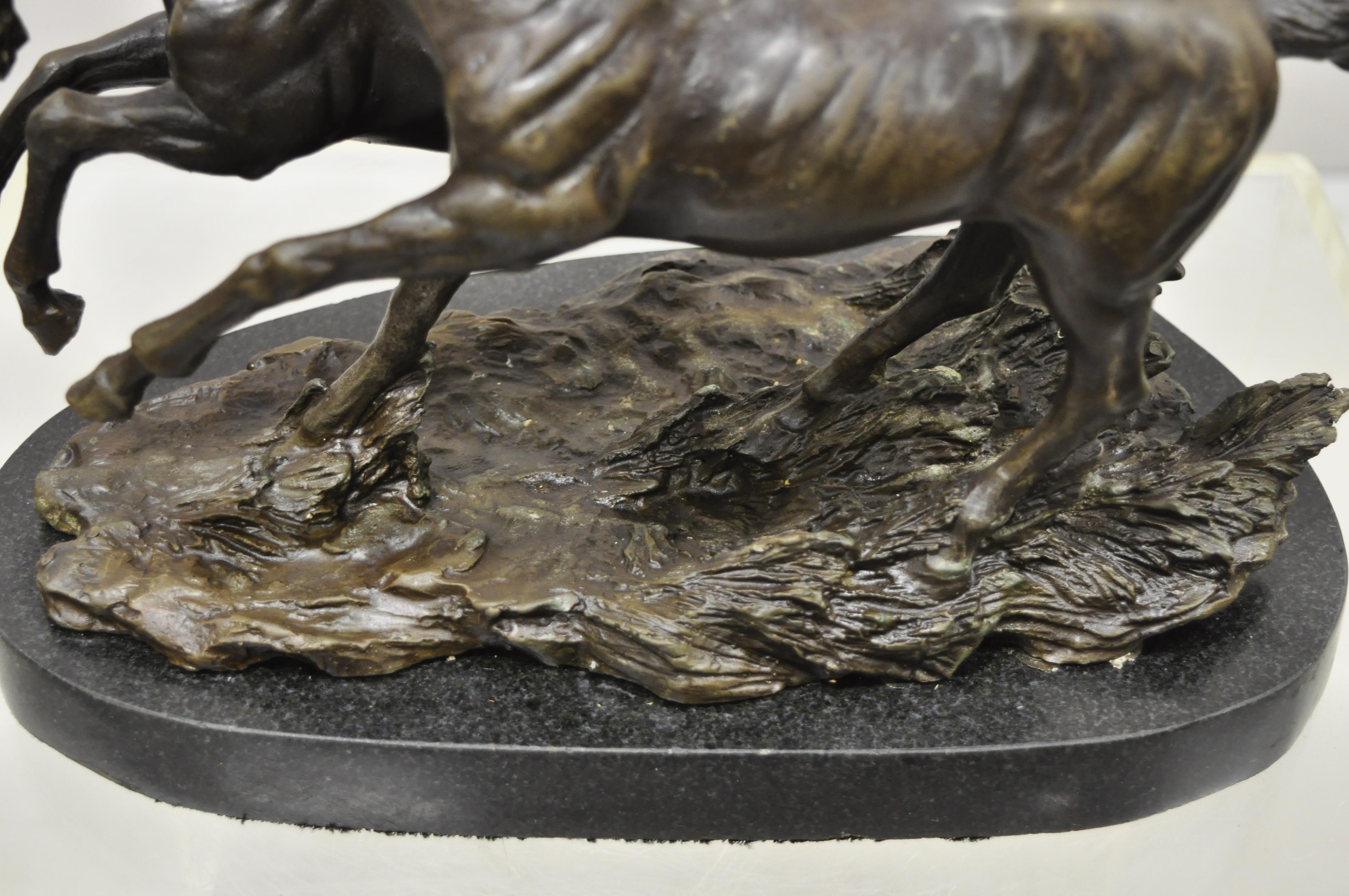 Bronze Galloping Running Horses Statue Sculpture on Marble Base 'B' In Good Condition In Philadelphia, PA