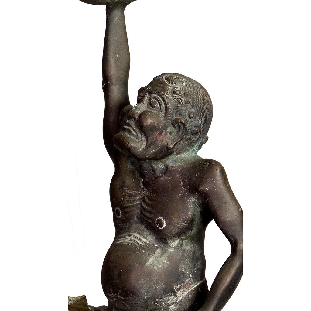 European Bronze Garden Figure of Ashinaga Holding a Lotus