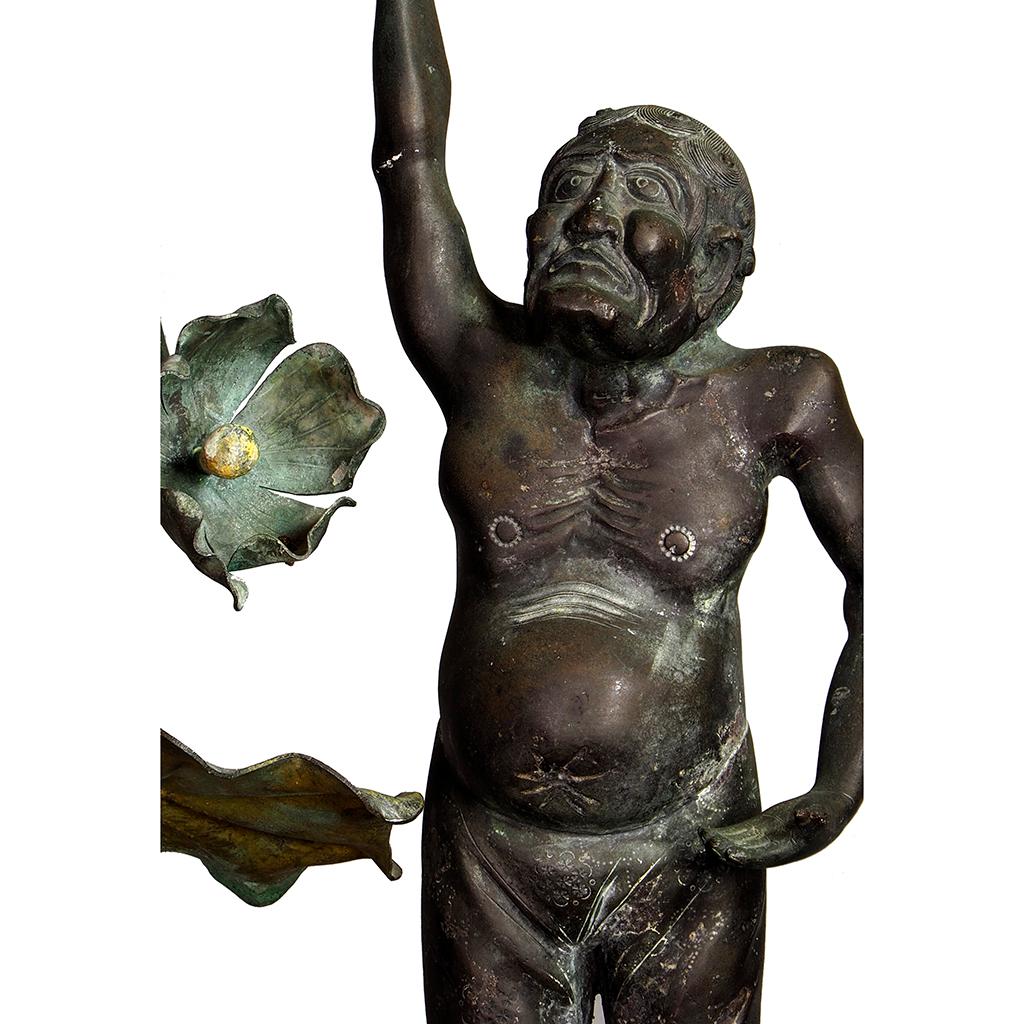 Bronze Garden Figure of Ashinaga Holding a Lotus In Good Condition In Essex, MA