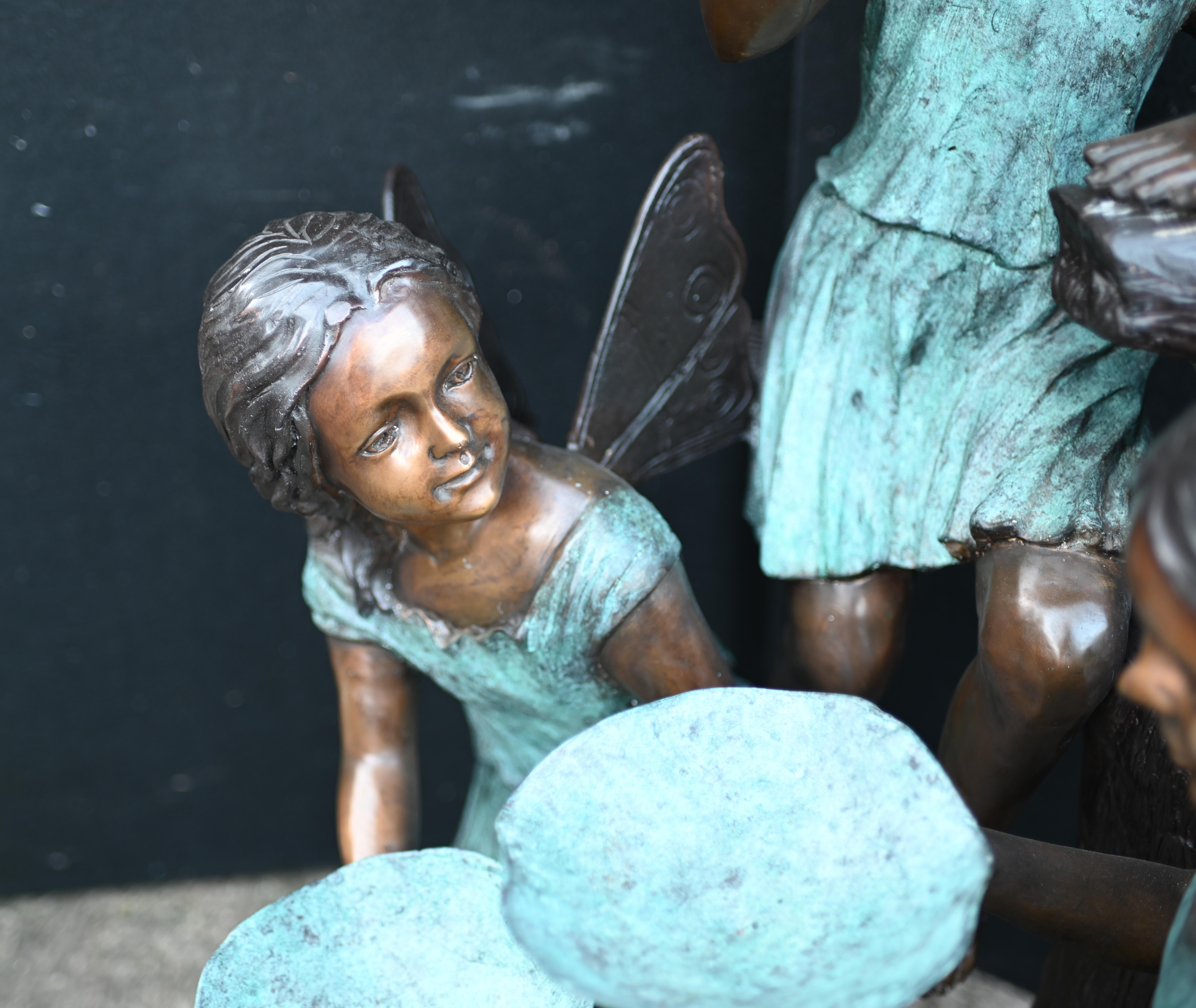 Late 20th Century Bronze Garden Fountain Art Nouveau Fairy Nymph For Sale