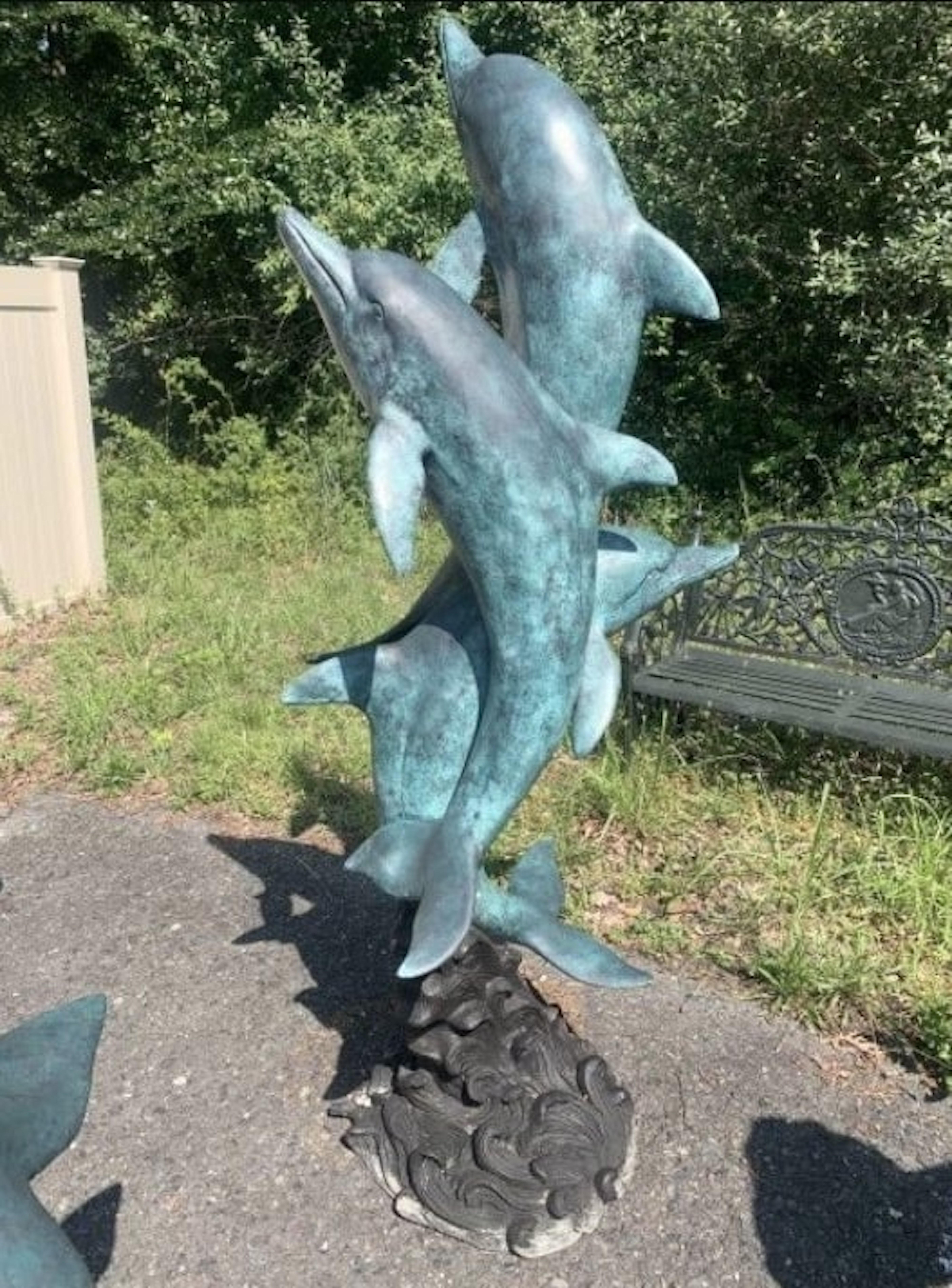 Bronze Fontaine de jardin en bronze avec dauphins