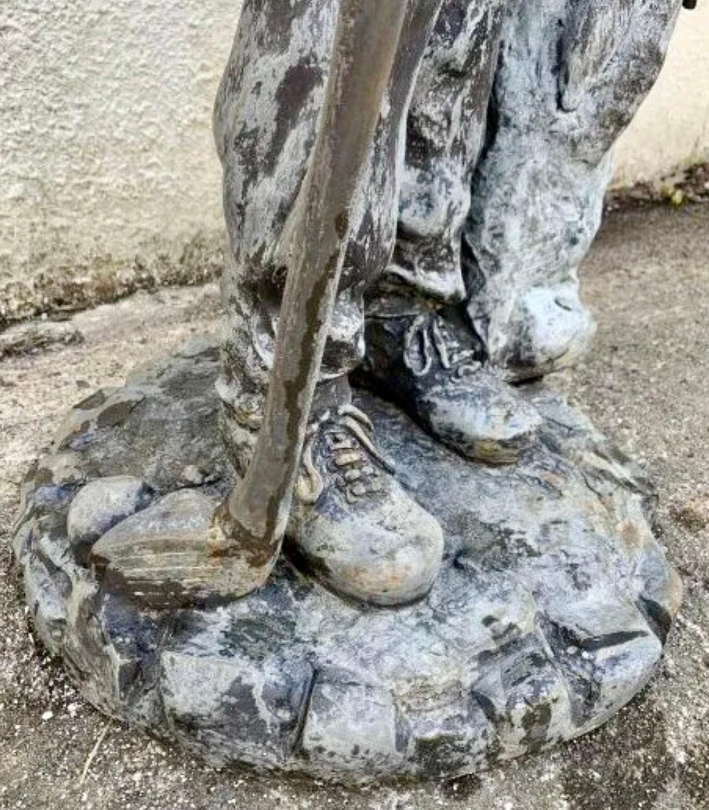 20th Century Bronze Garden Statue Caddy For Sale