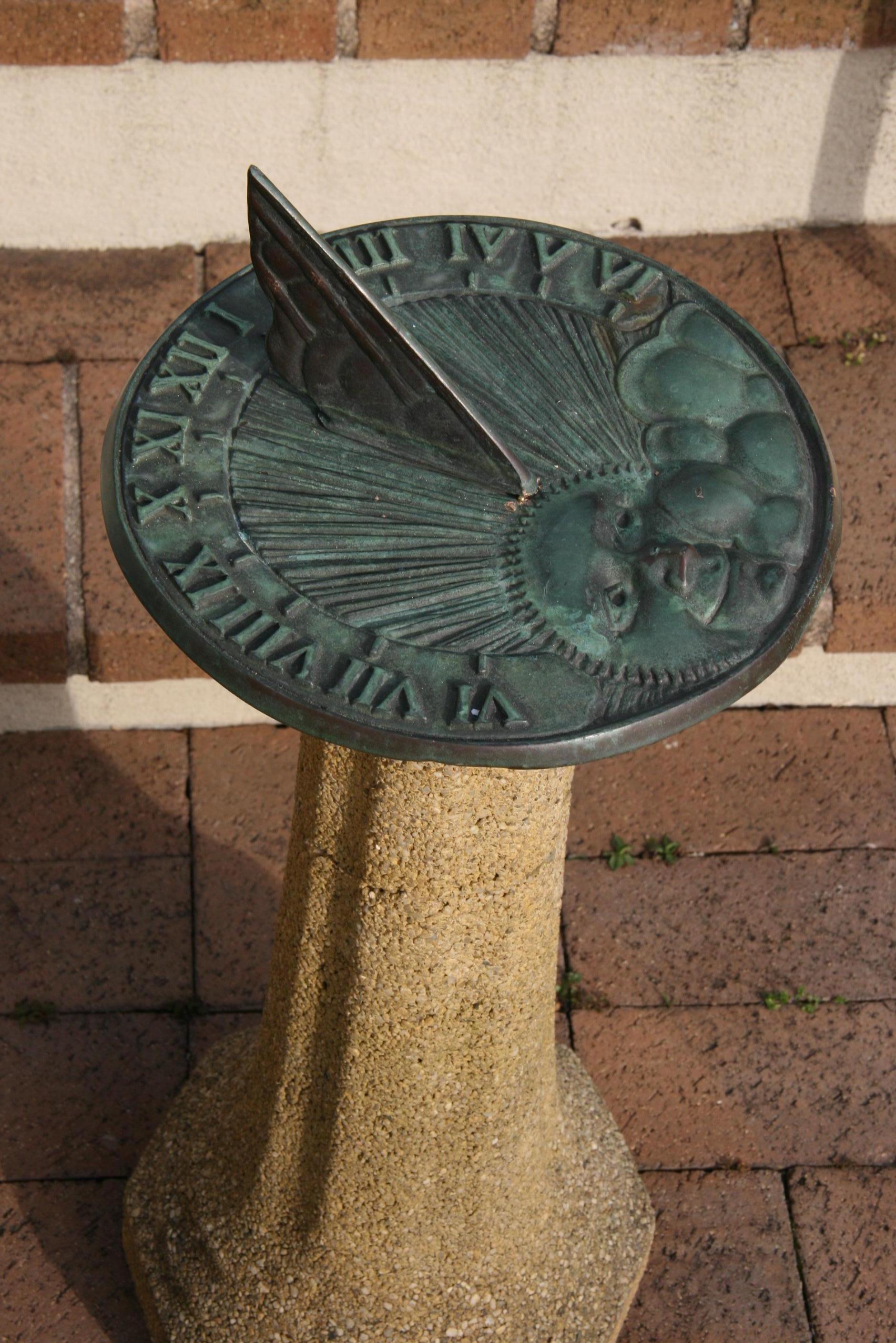 Bronze Garden Sundial on Pebble Base, circa 1890 5