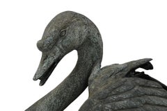 Bronze Garden Swan Fountain with Verdigris Patina