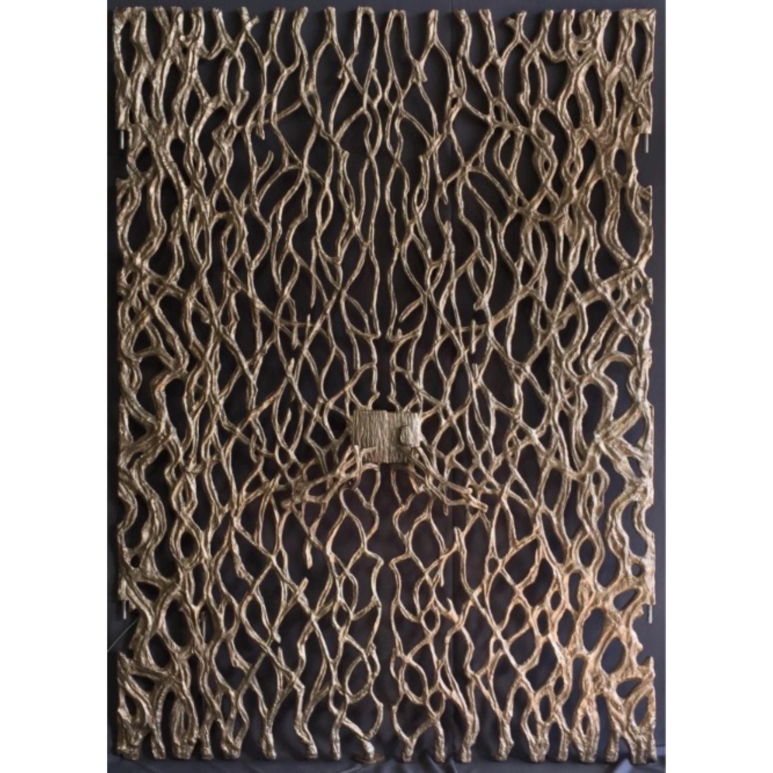 Bronze Gates by Mary Brogger
Unique piece.
Dimensions: W 183 x H 259 cm.
Materials: Bronze.

Custom sizes and finishes available. Electronic system fitting available.

Mary Brogger is an internationally recognized artist whose diverse