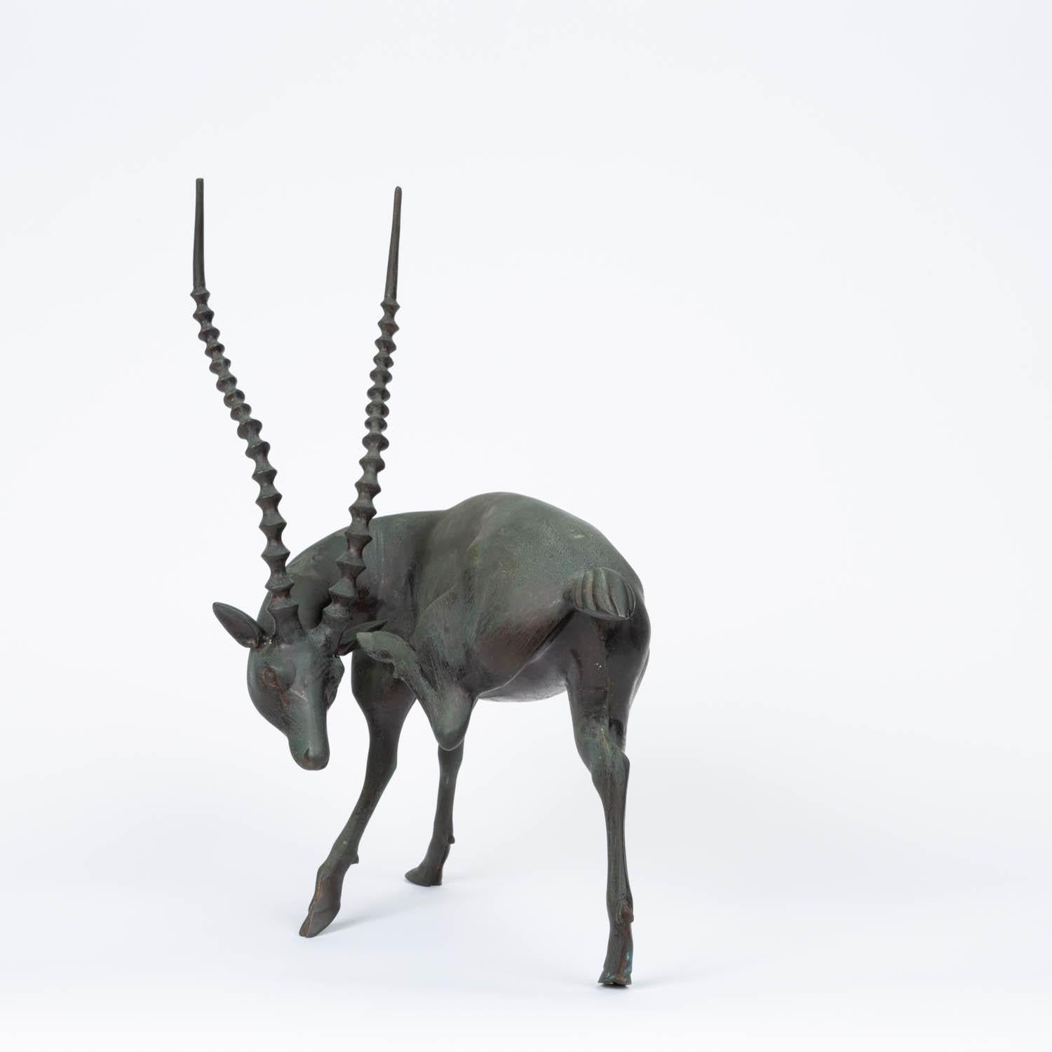 Bronze Gazelle Sculpture In Excellent Condition In Los Angeles, CA