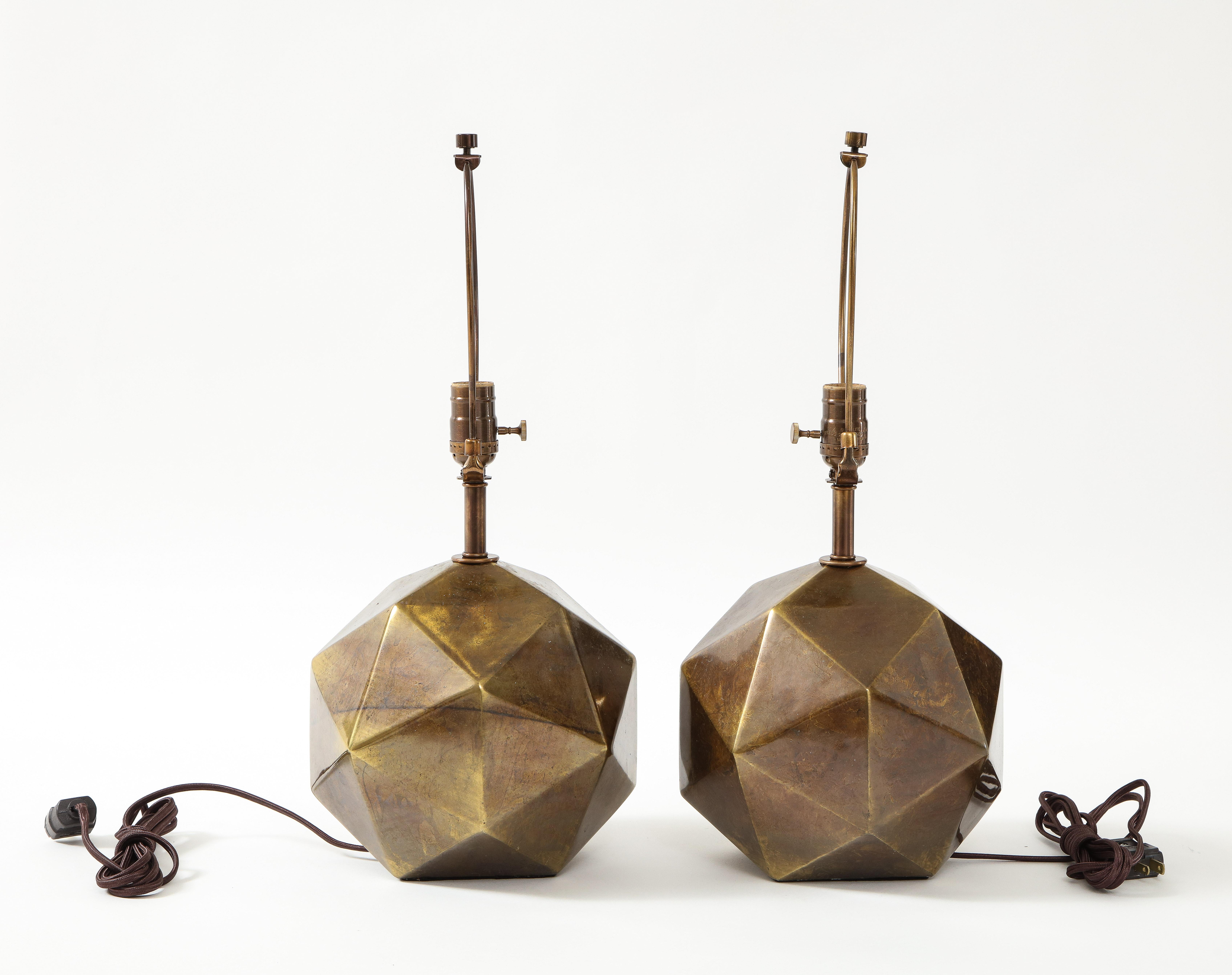 Mid-Century Modern Westwood Bronze Geodesic Lamps