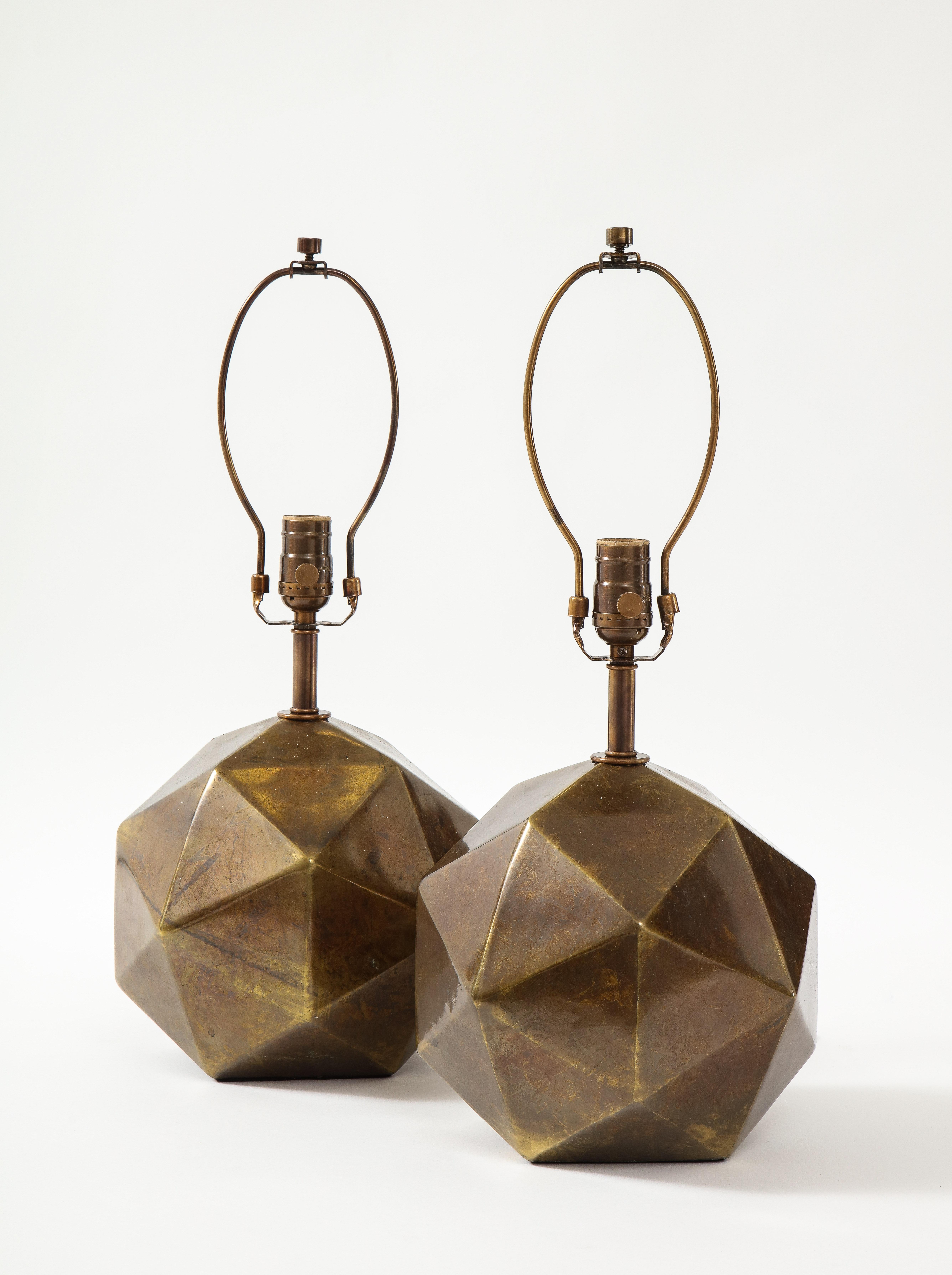 Westwood Bronze Geodesic Lamps In Excellent Condition In New York, NY