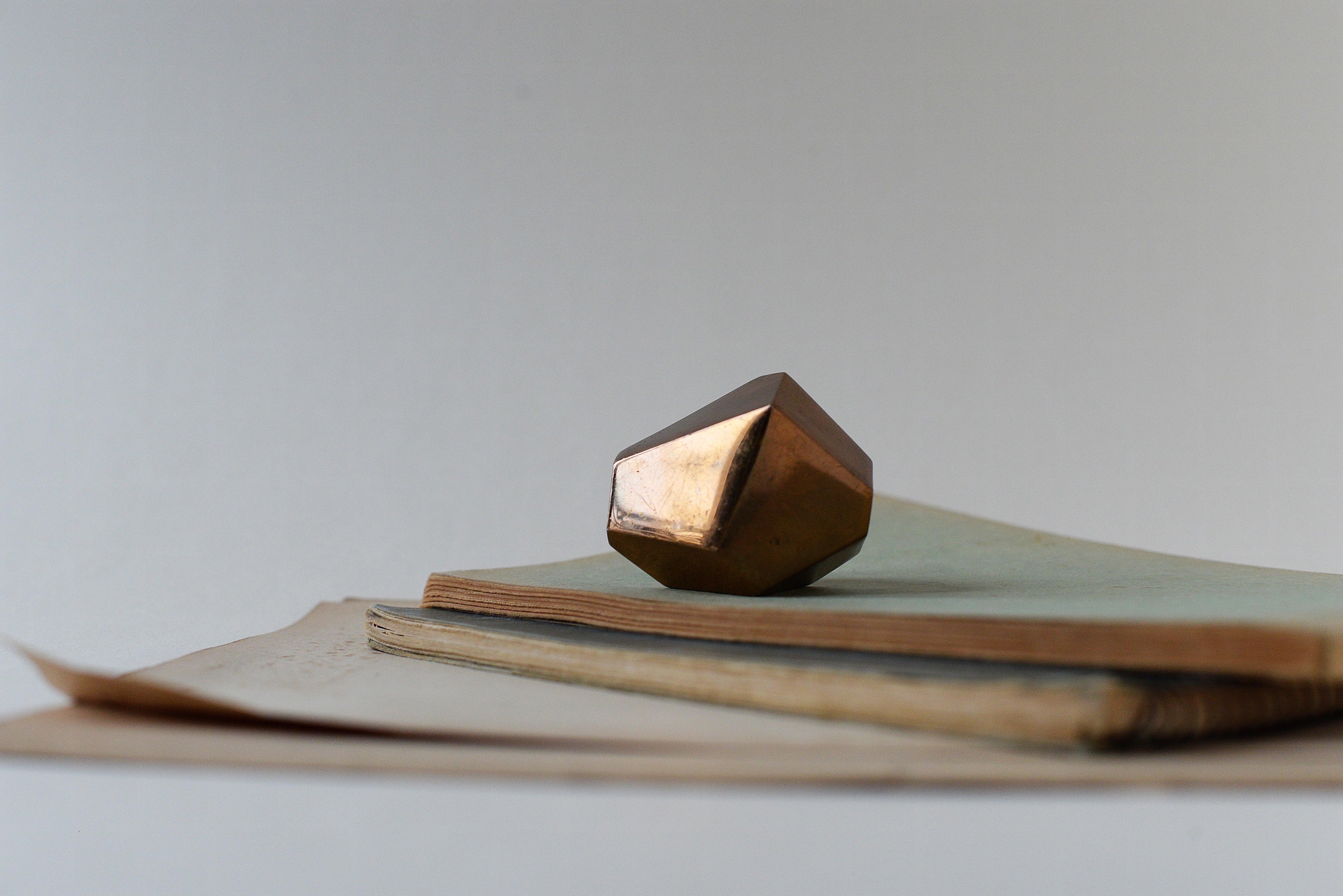 20th Century Bronze Geometric Paperweight, Brass-Plated, 1980s For Sale