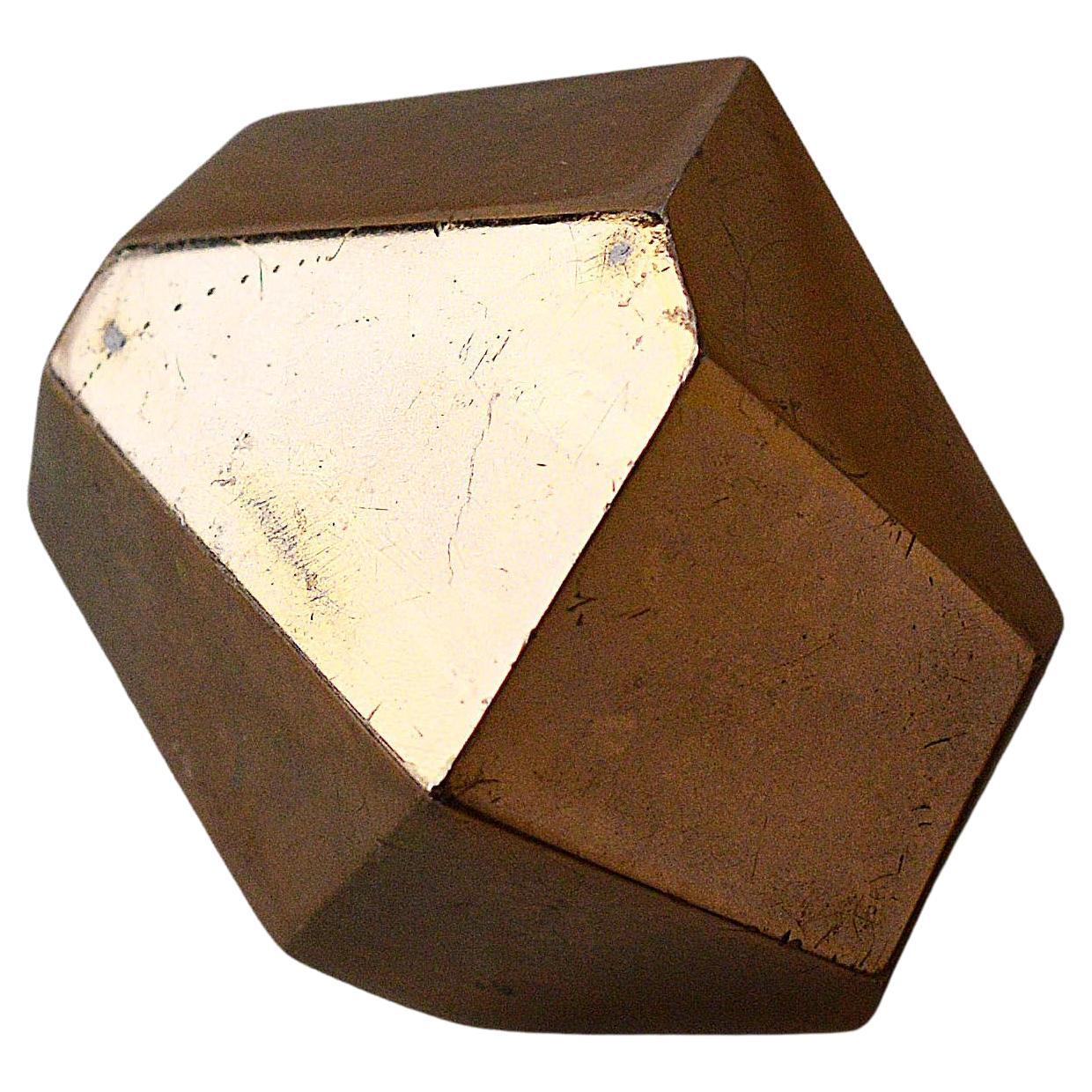 Bronze Geometric Paperweight, Brass-Plated, 1980s For Sale