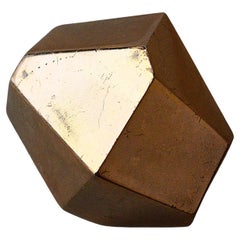 Retro Bronze Geometric Paperweight, Brass-Plated, 1980s