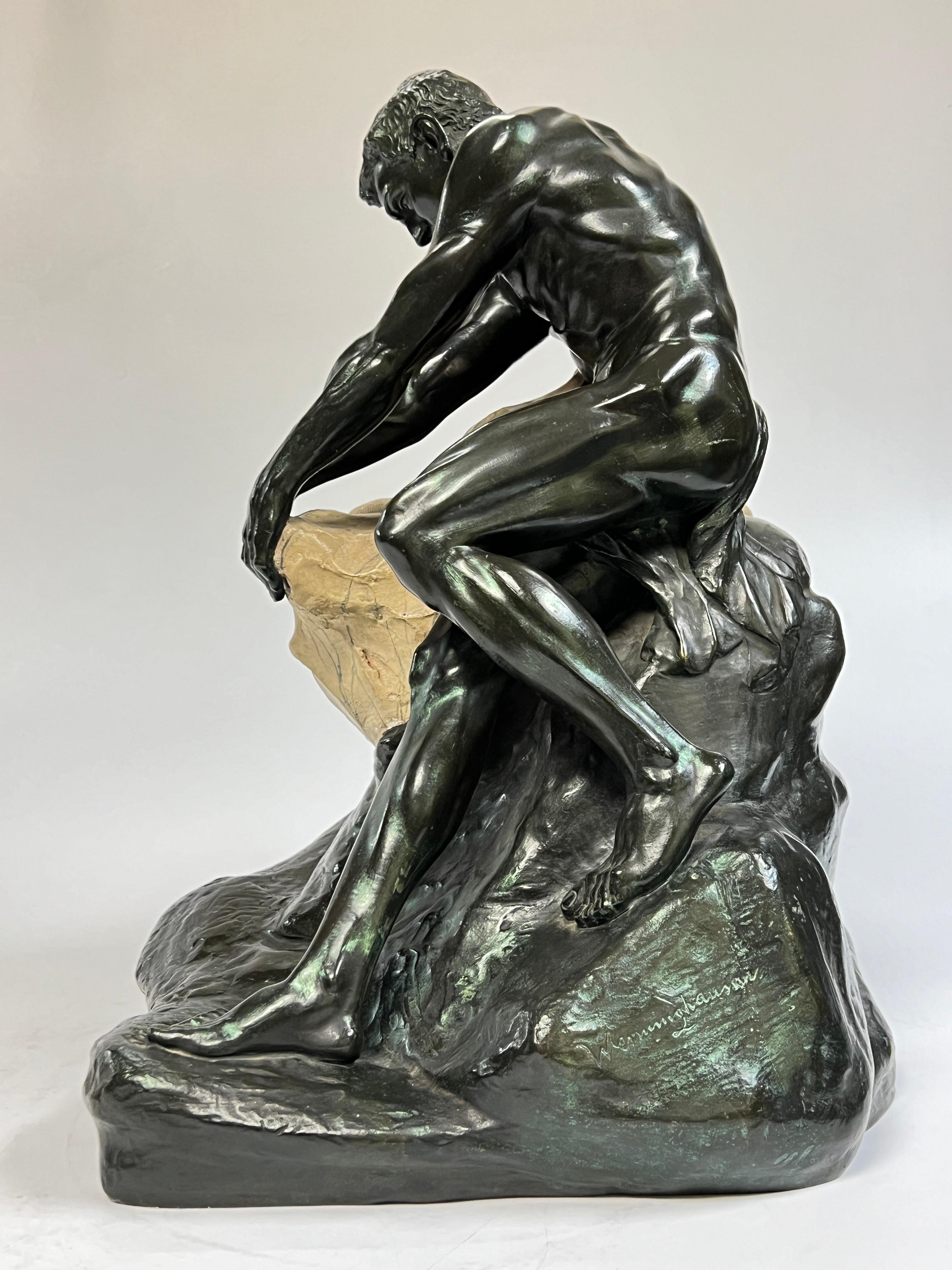 Deutsche klassische männliche Bronzeskulptur aus Bronze von Clemens Werminghausen (1877-1963) im Angebot 2