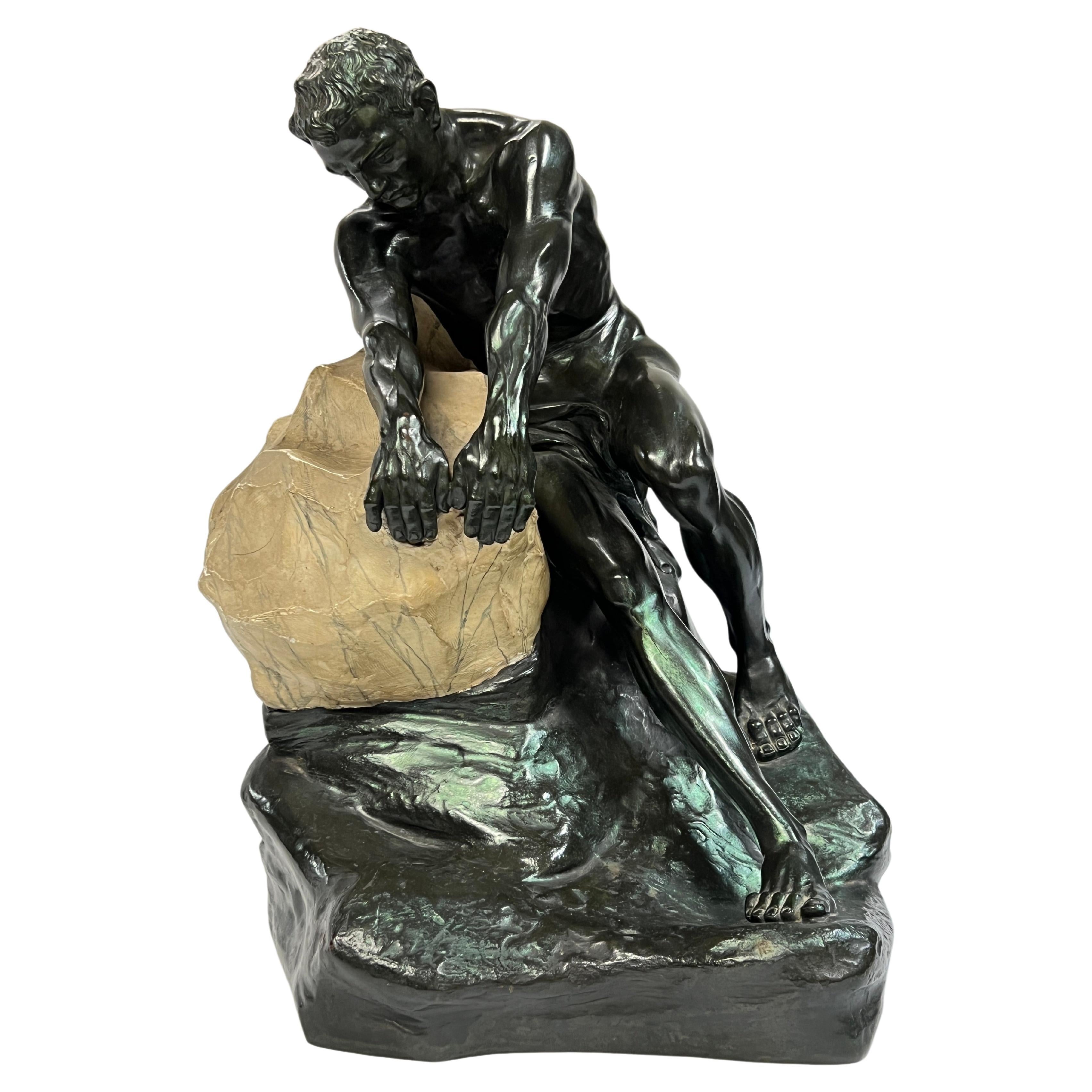 Deutsche klassische männliche Bronzeskulptur aus Bronze von Clemens Werminghausen (1877-1963) im Angebot