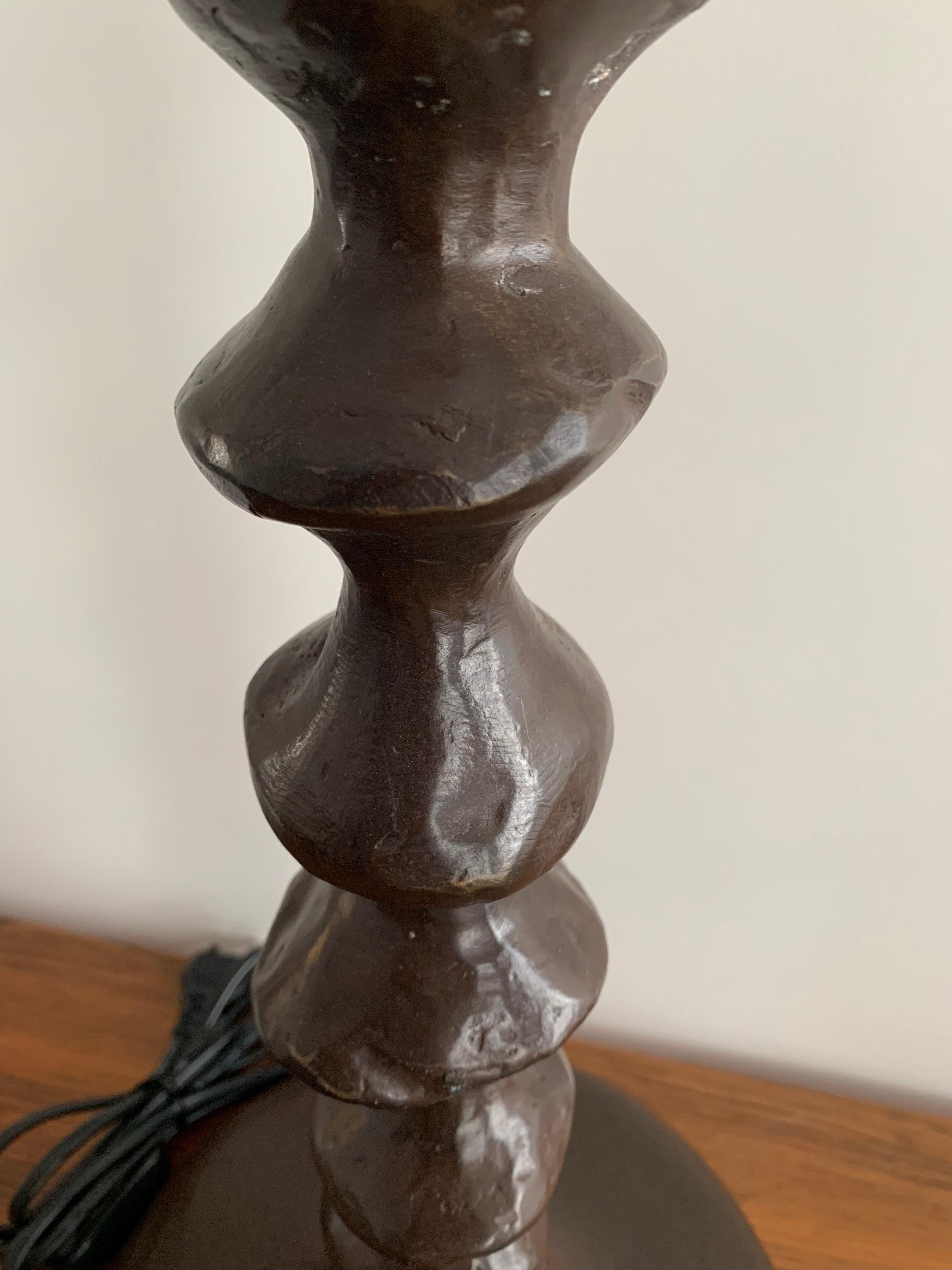 Bronze Giacometti Style Sculptural Table Lamps France 1990 a Pair 4